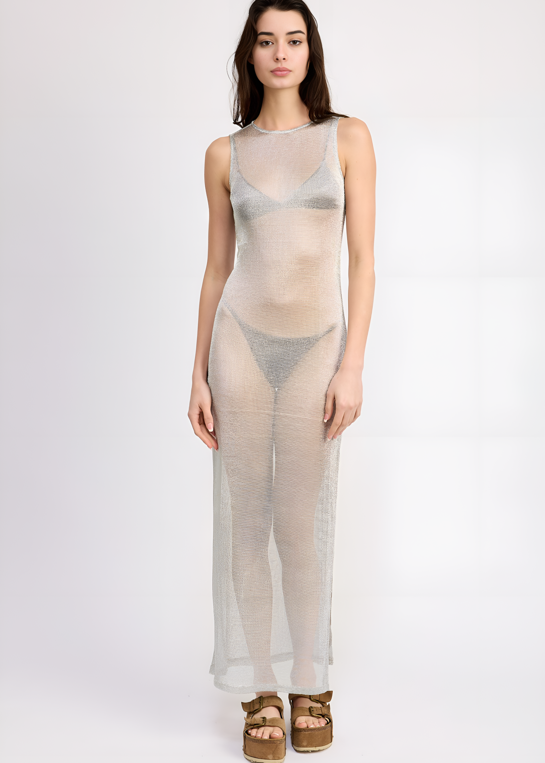 Sheer Maxi Dress With Side Slit