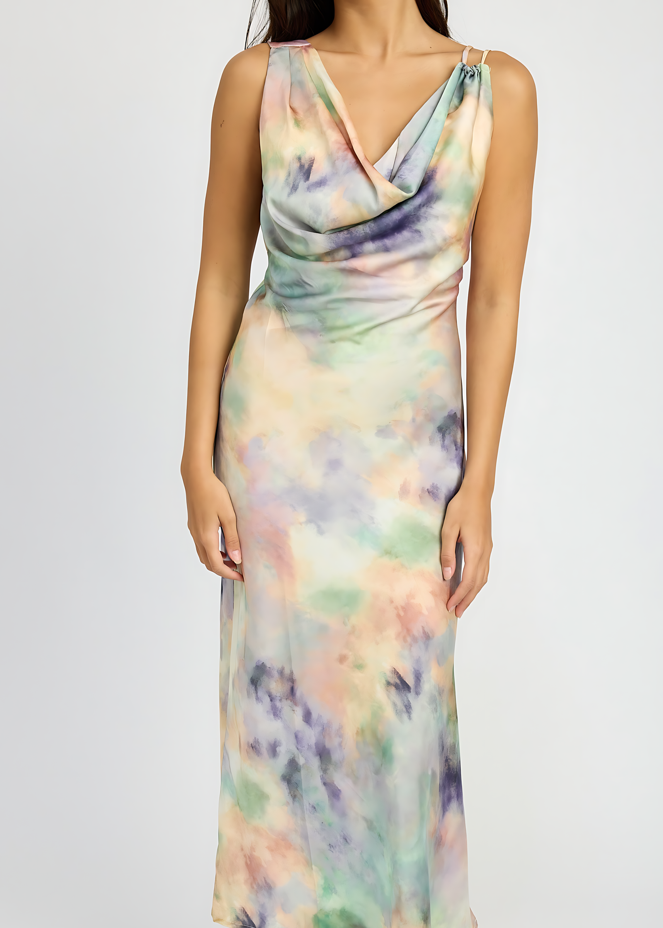 Cowl Neck Midi Bias Dress