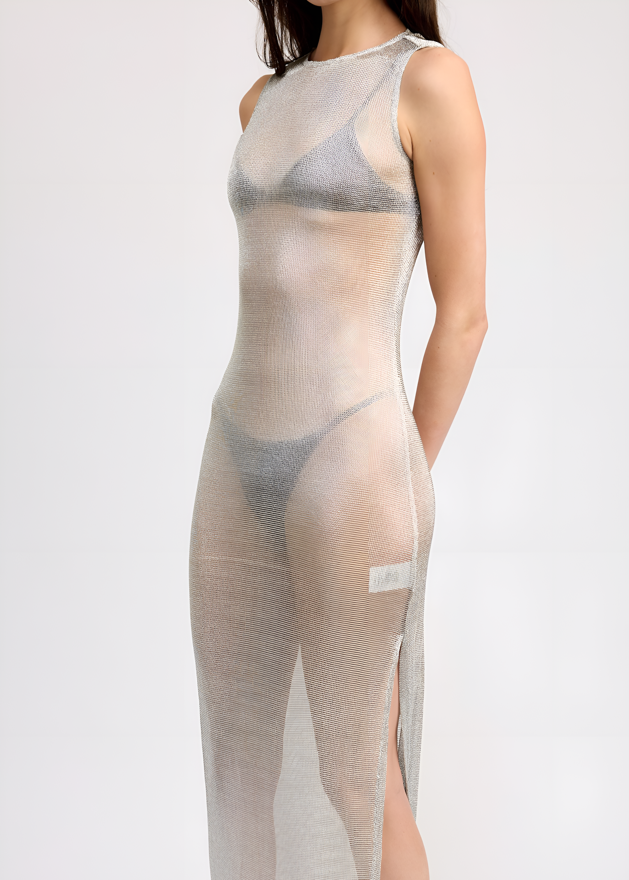 Sheer Maxi Dress With Side Slit