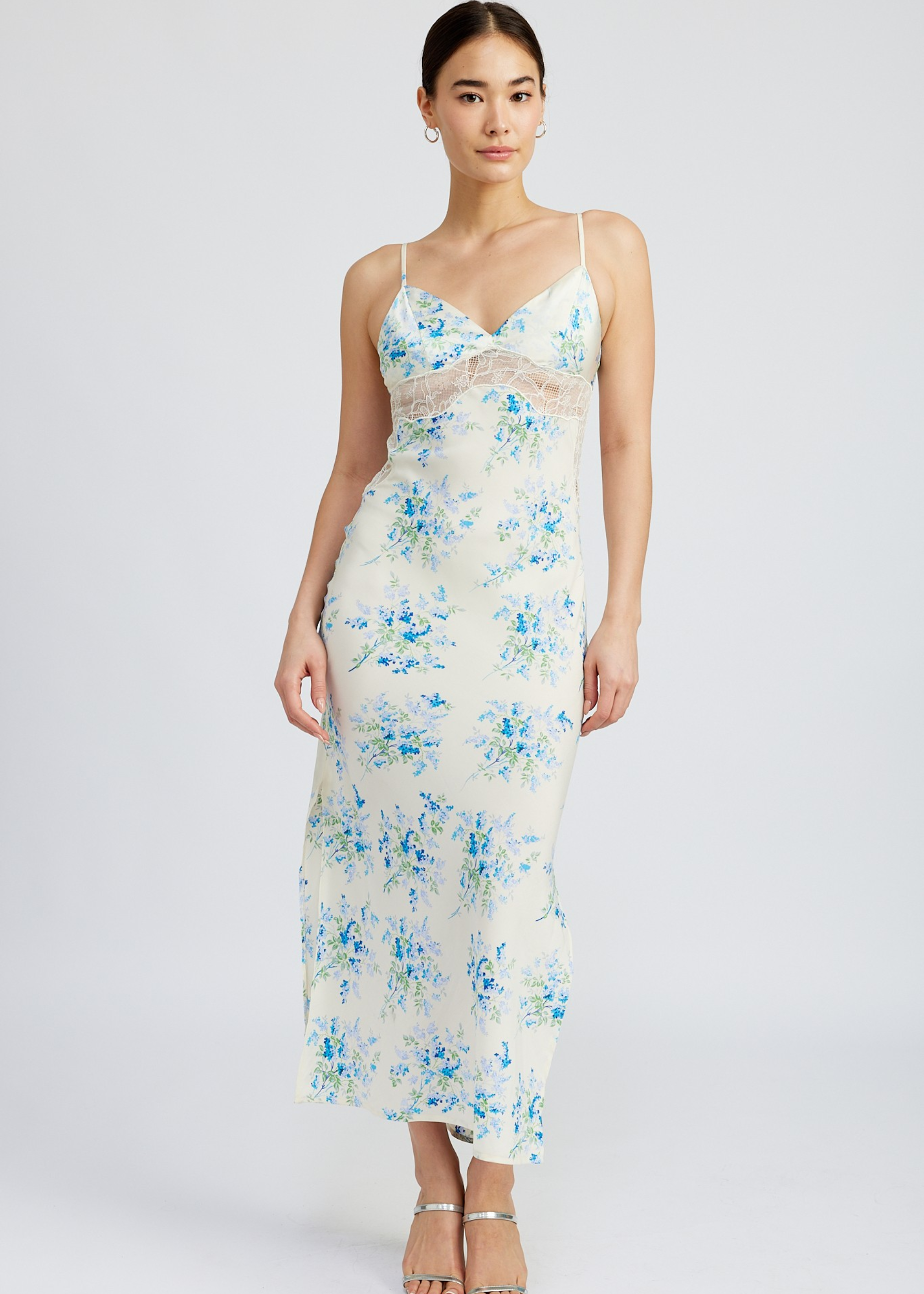 Floral Slip Dress With Lace Detail