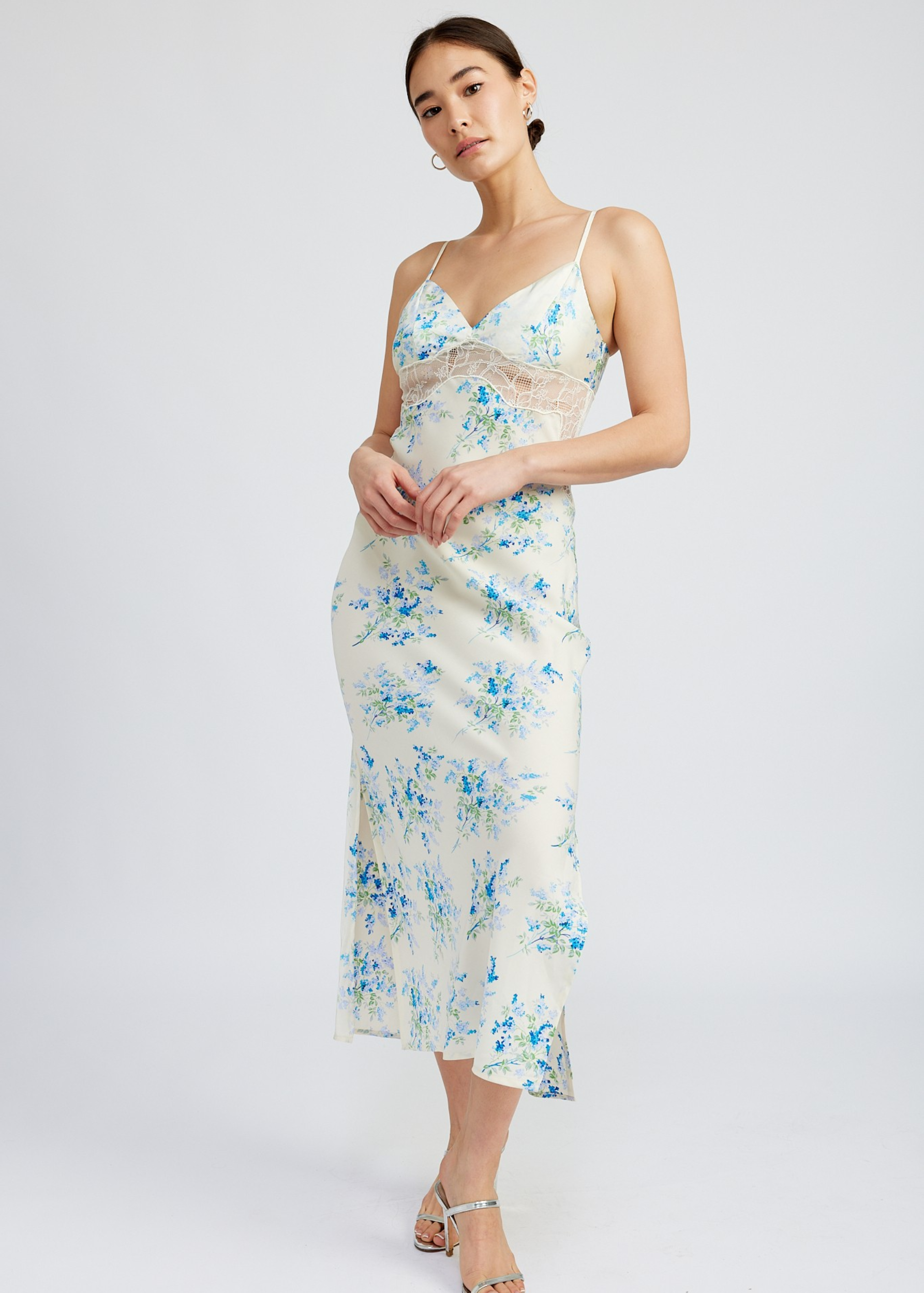 Floral Slip Dress With Lace Detail