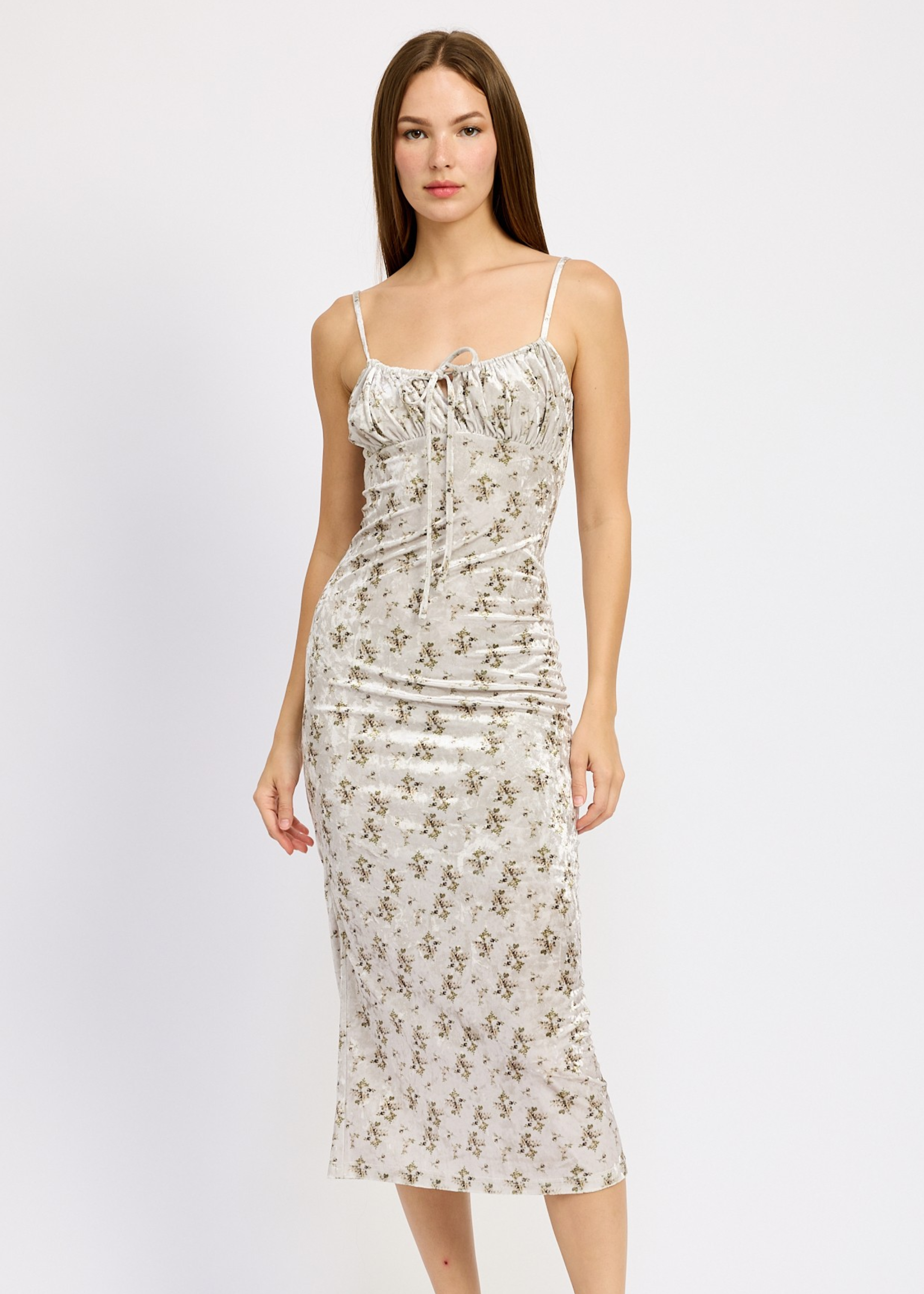 Printed Spaghetti Strap Midi Dress