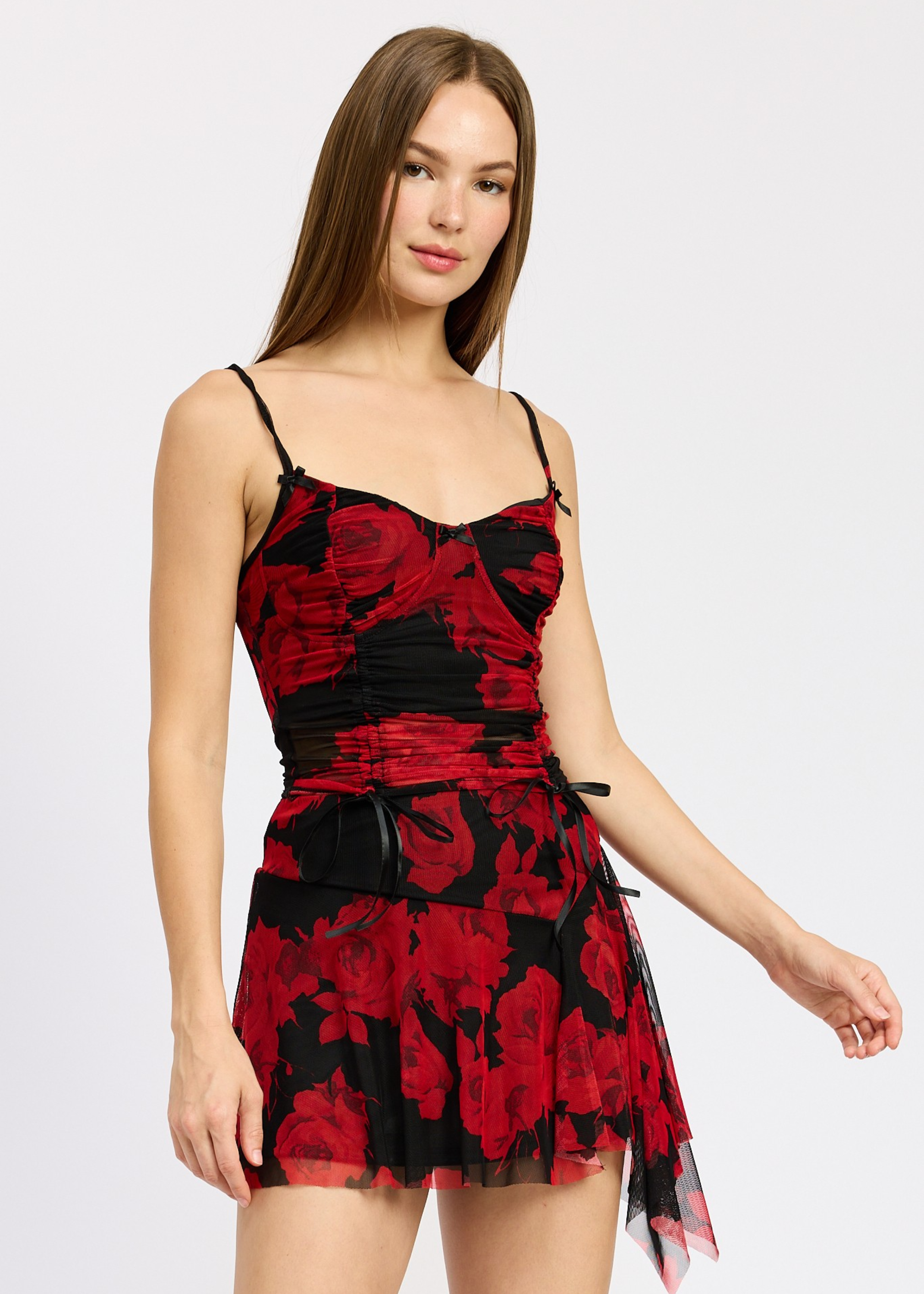 Floral Ruched Corset Top