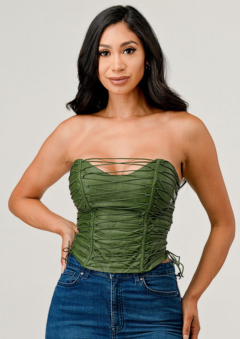 Faux Leather Corset Top