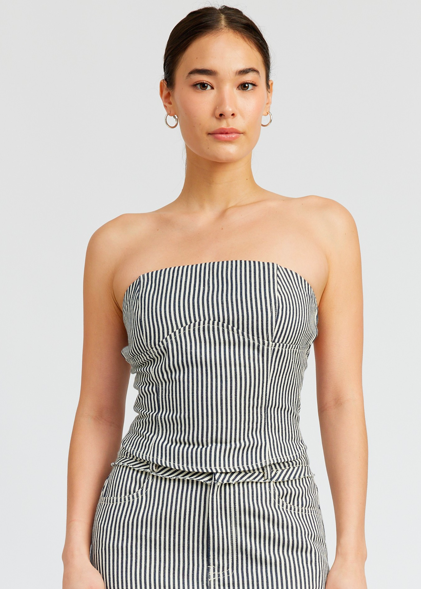 Striped Twill Tube Top