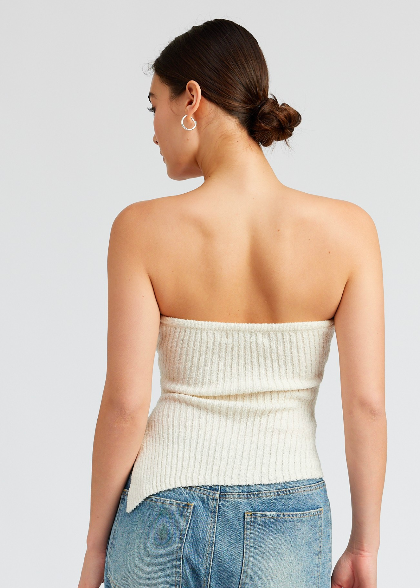 Asymmetrical Ruched Tube Top