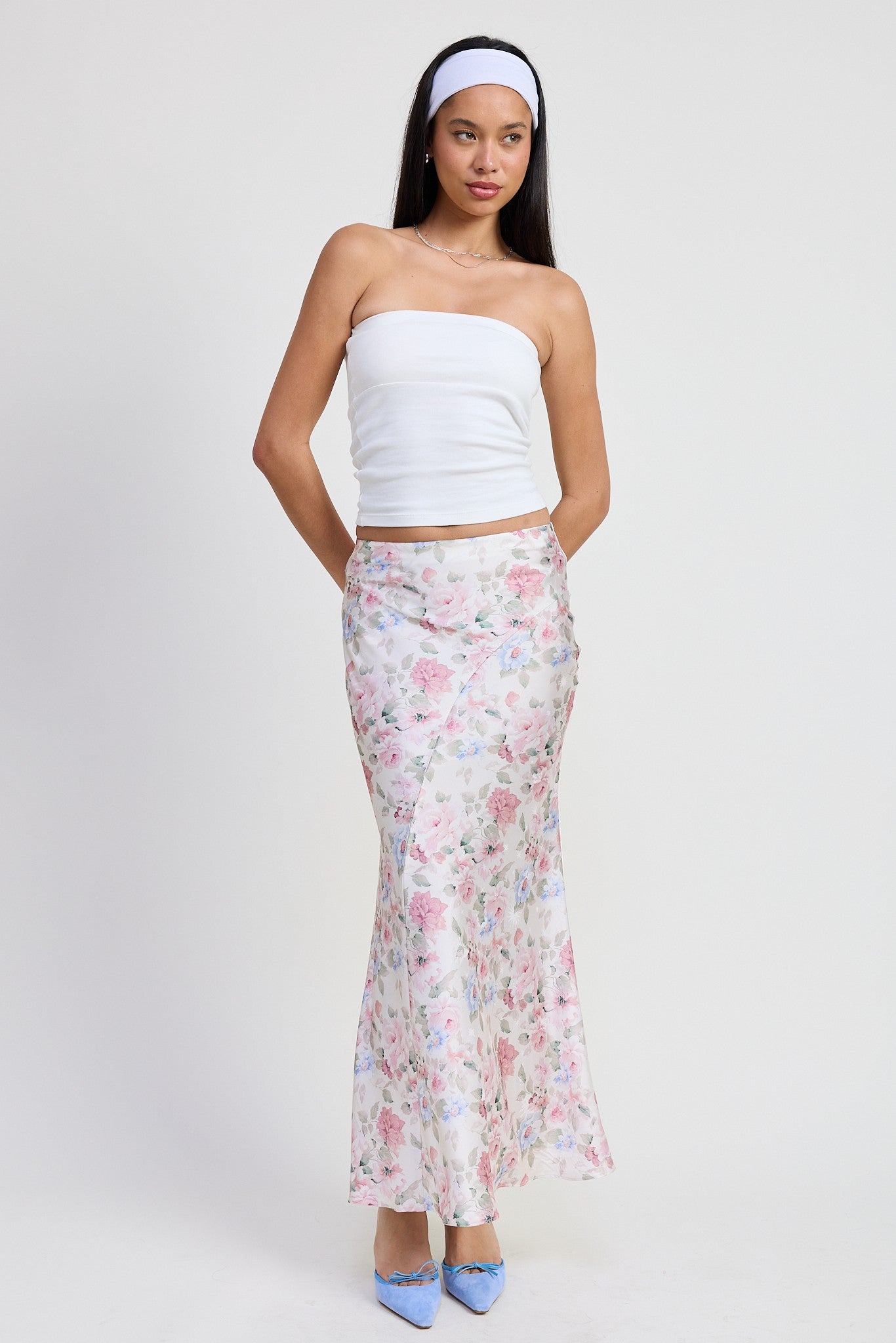 BIAS FLORAL MAXI SKIRT