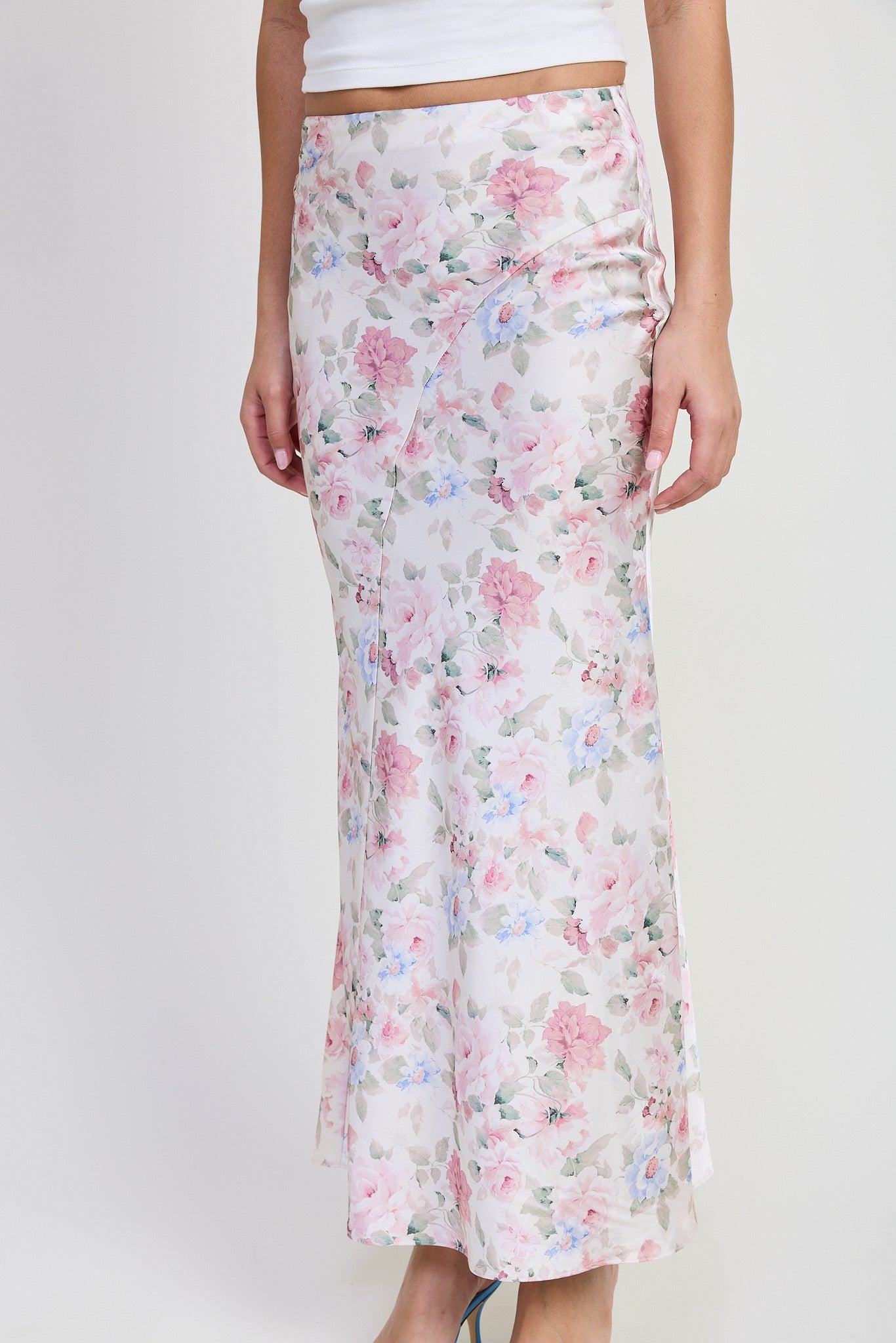 BIAS FLORAL MAXI SKIRT