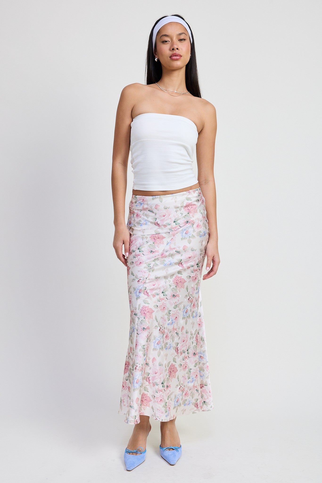 BIAS FLORAL MAXI SKIRT