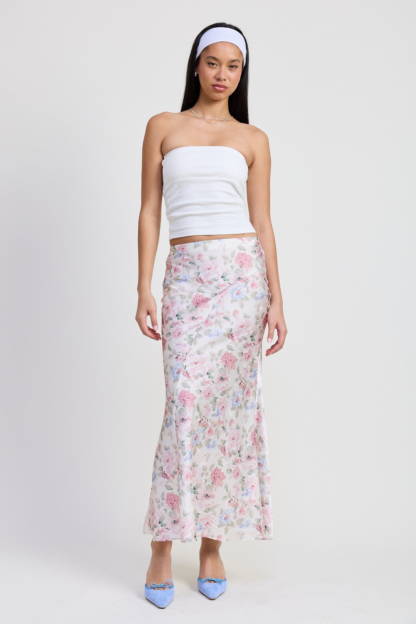 BIAS FLORAL MAXI SKIRT