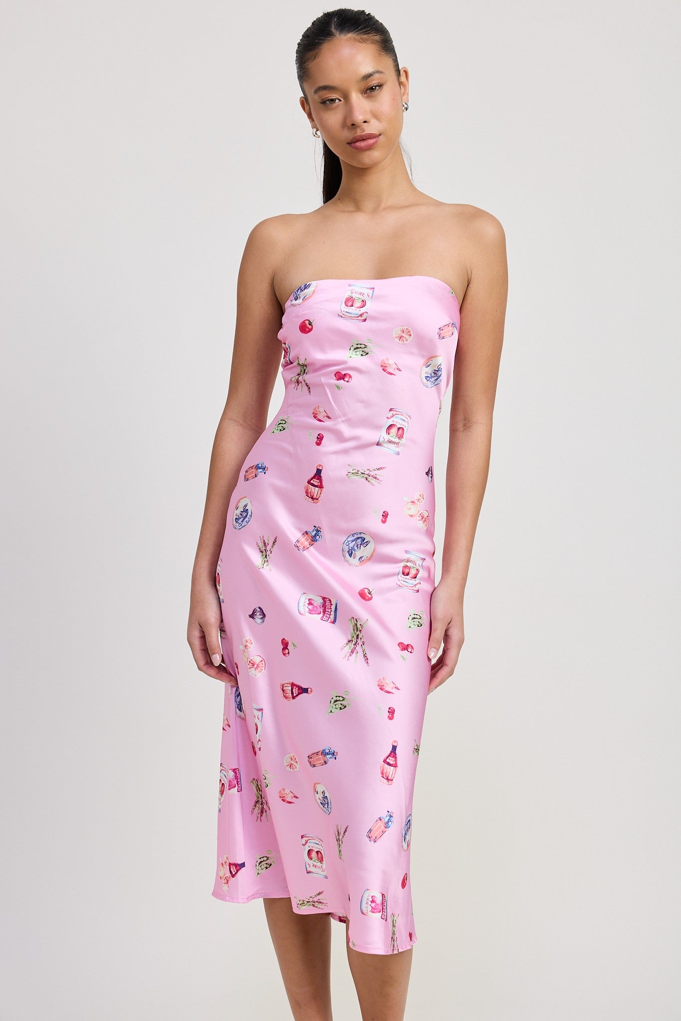 BIAS CUT TUBE MIDI DRESS