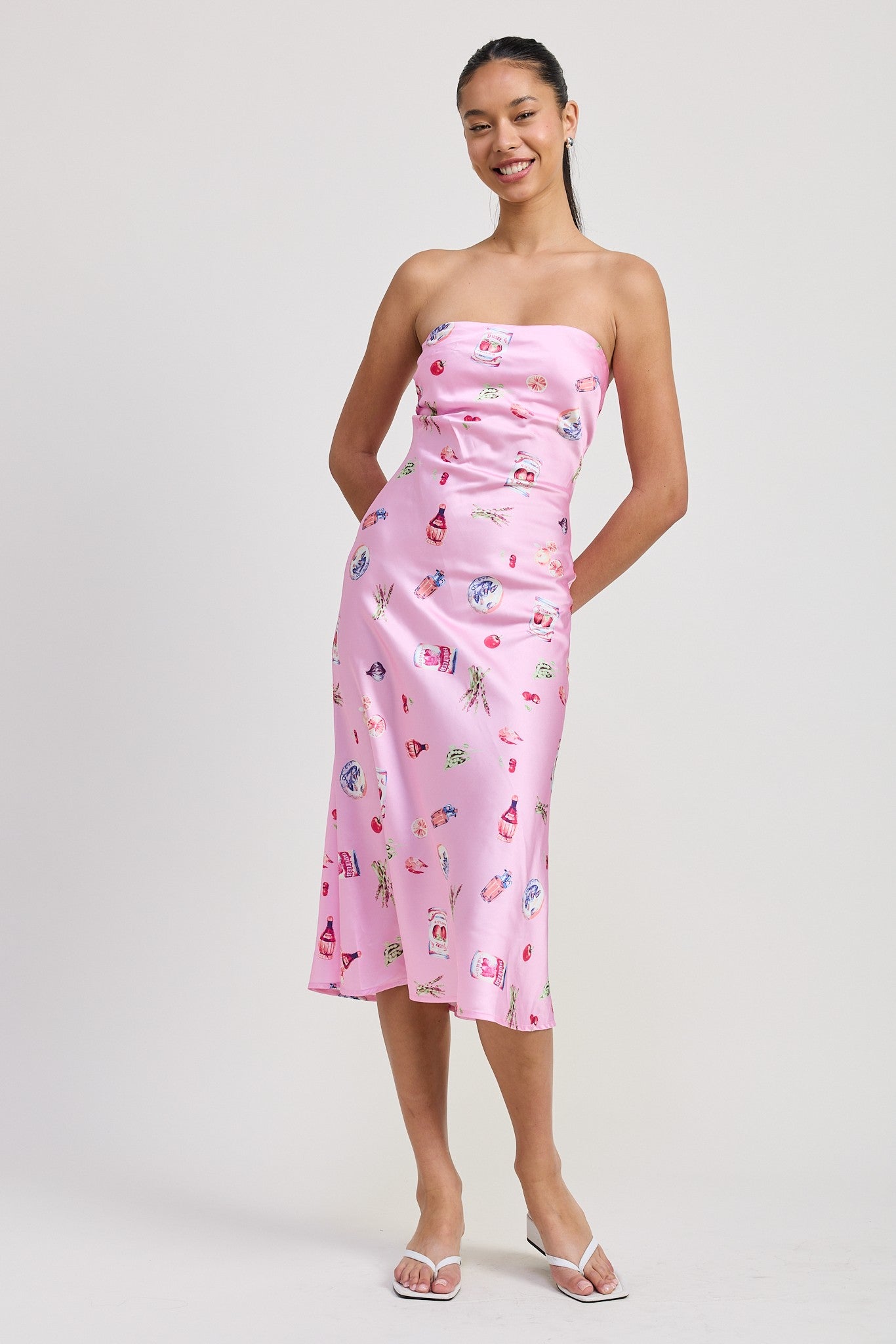BIAS CUT TUBE MIDI DRESS