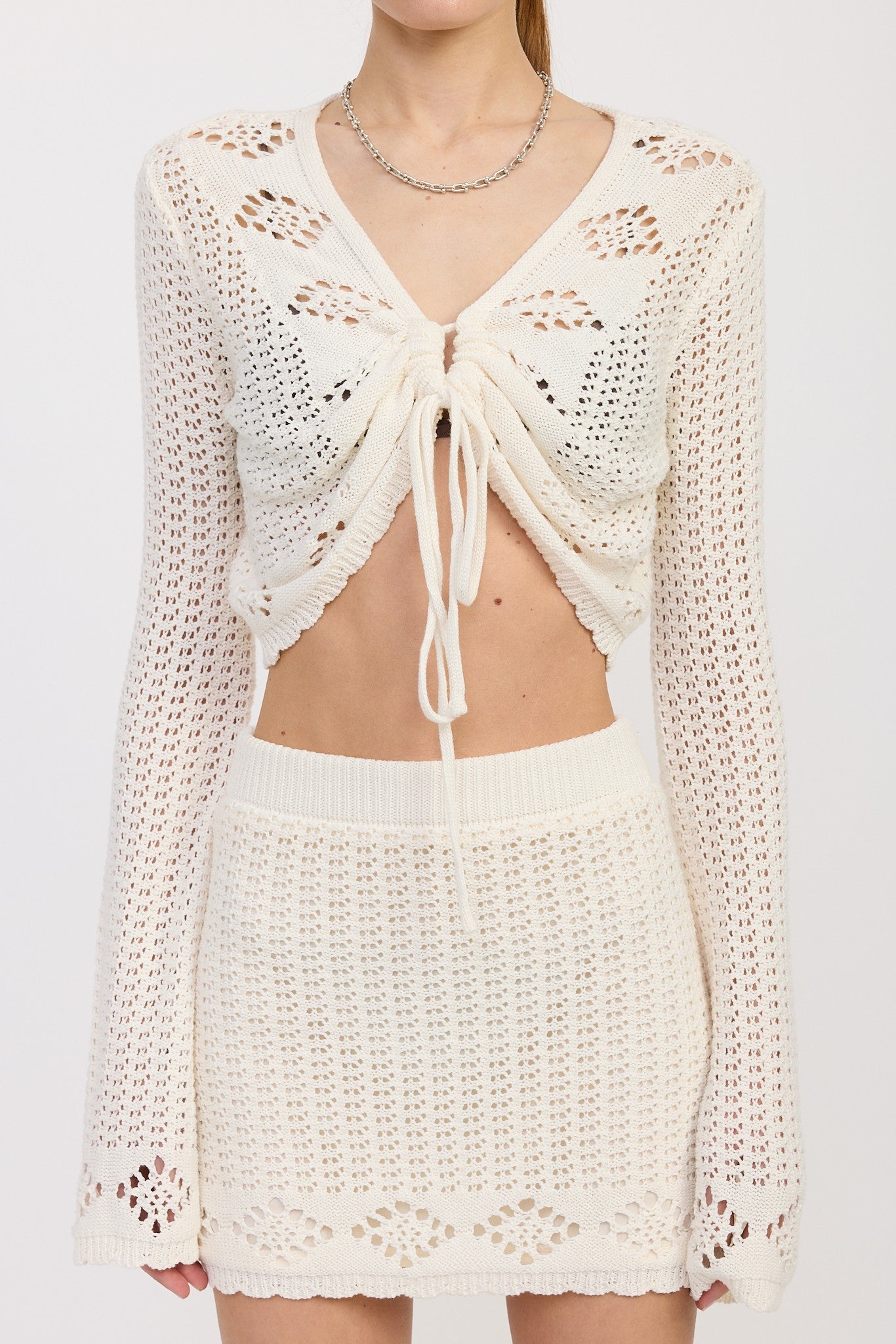 LETTUCE HEM MINI CROCHET SKIRT