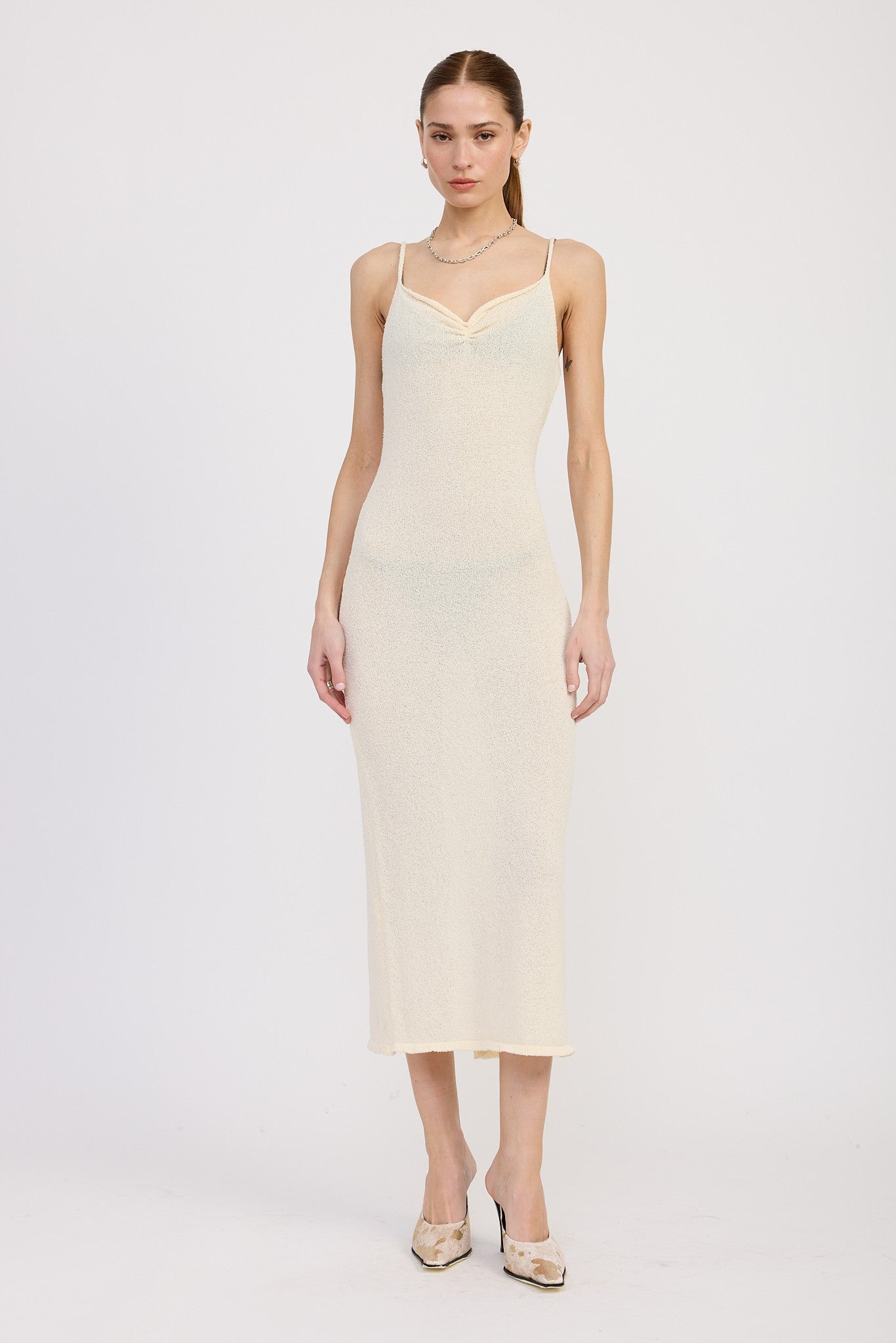 SPAGHETTI STRAP MIDI DRESS
