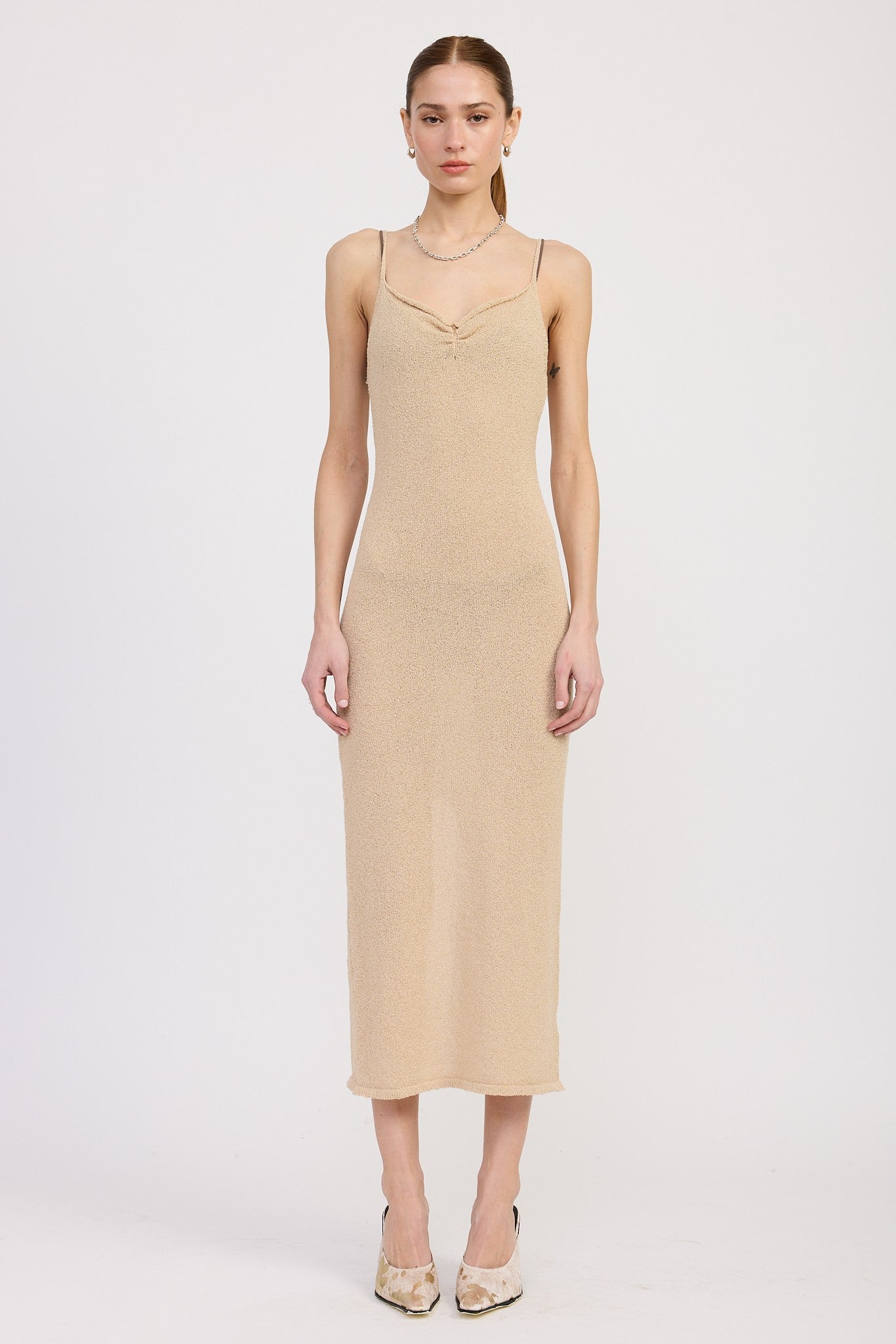 SPAGHETTI STRAP MIDI DRESS