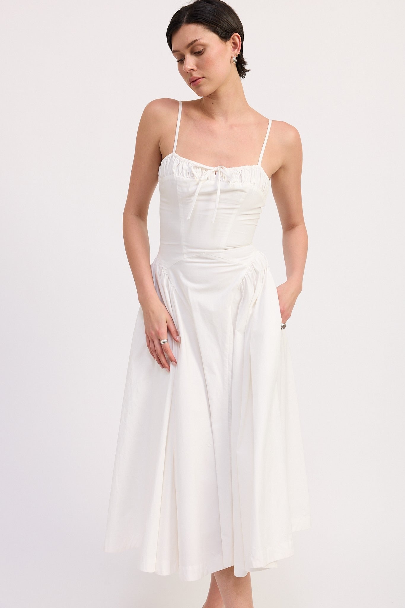 CORSET BUSTIER MIDI A LINE DRESS