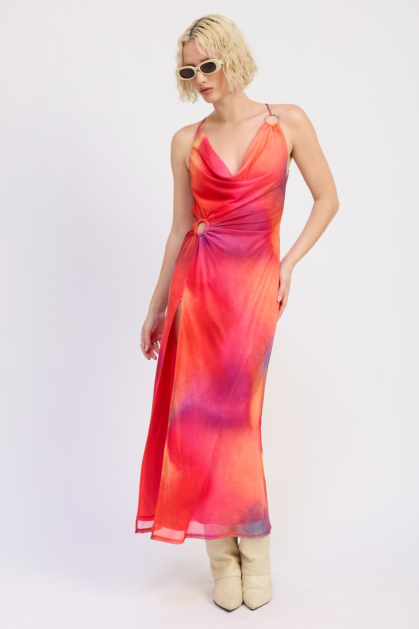 MESH CROSSBACK MAXI DRESS