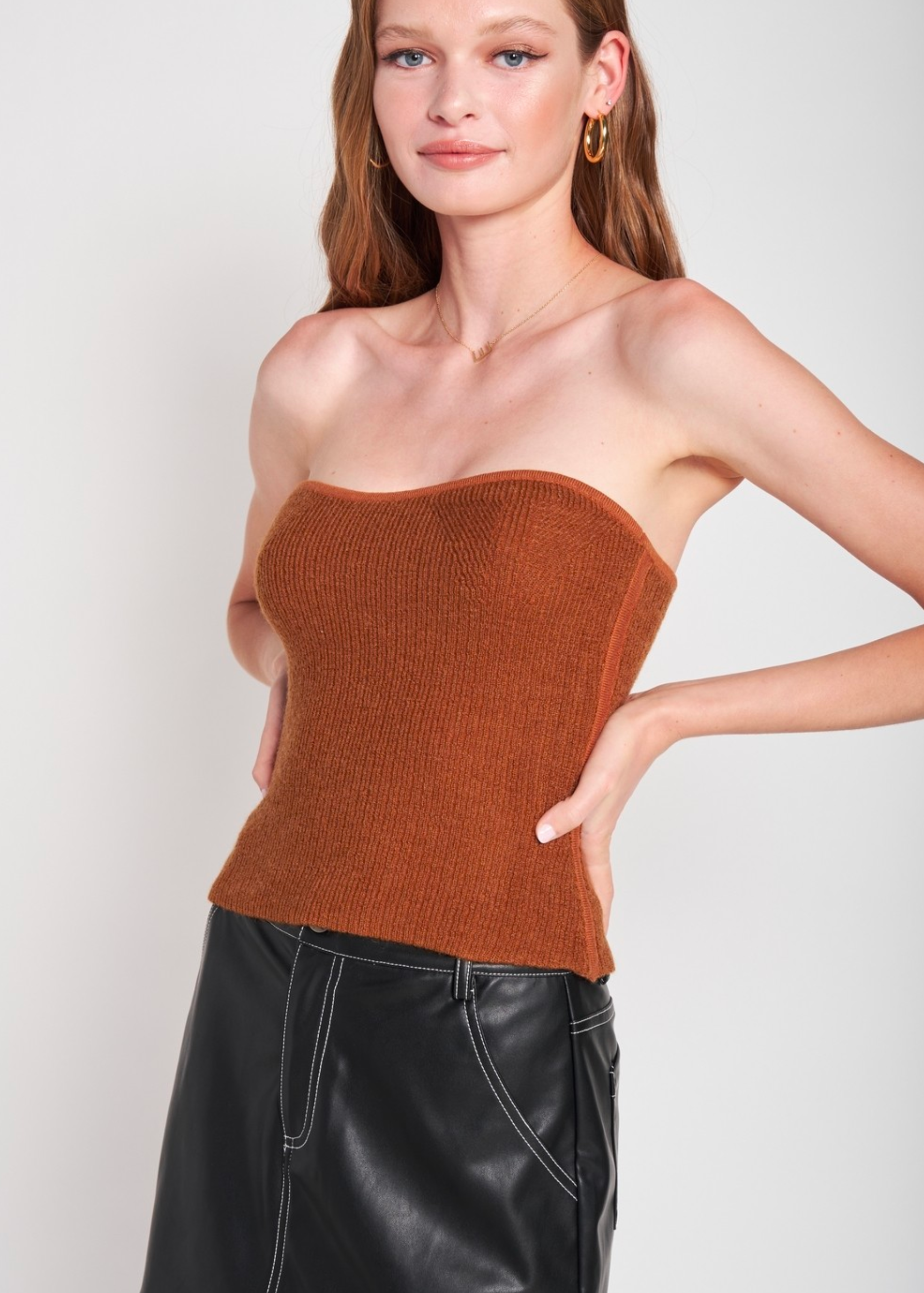 Fuzzy Sweater Tube Top