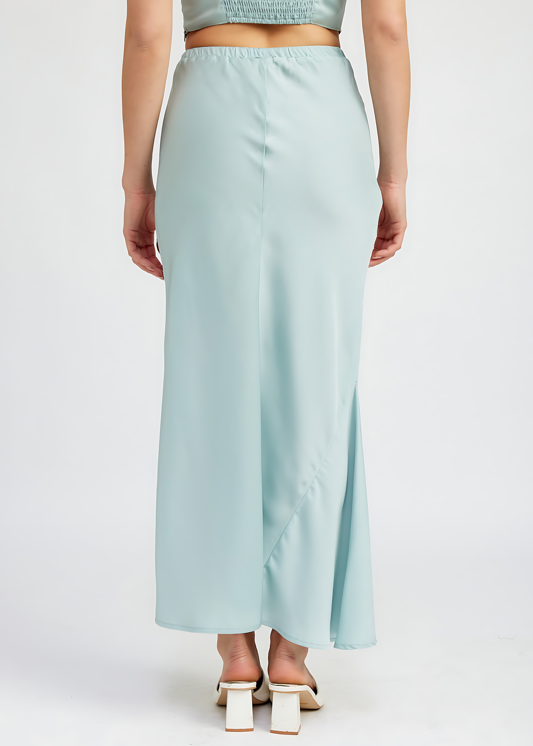 Tie Front Satin Midi Skirt
