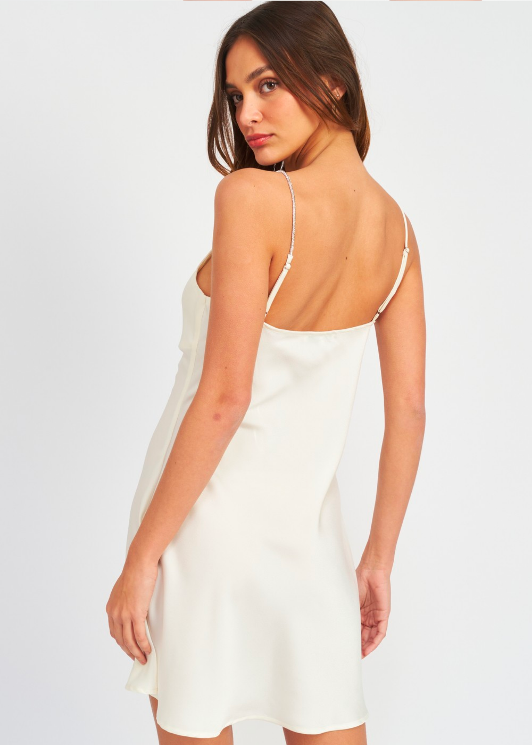 RHINESTONE STRAP MINI SLIP DRESS