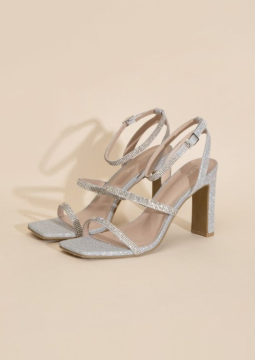 DEVIN-1 Silver Rhinestone Heels