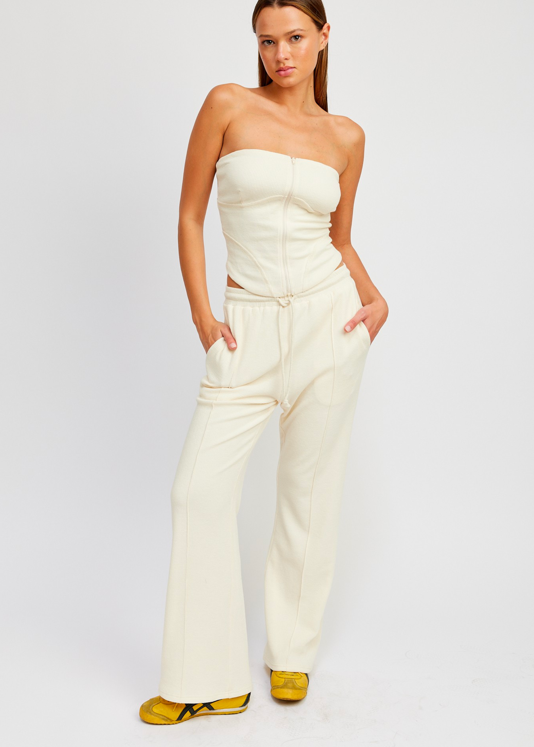 High Waist Pants With Drawstrings