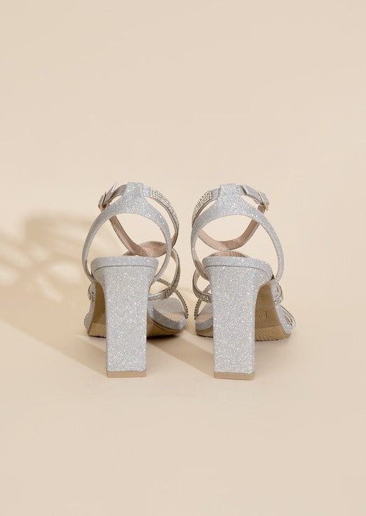 DEVIN-1 Silver Rhinestone Heels