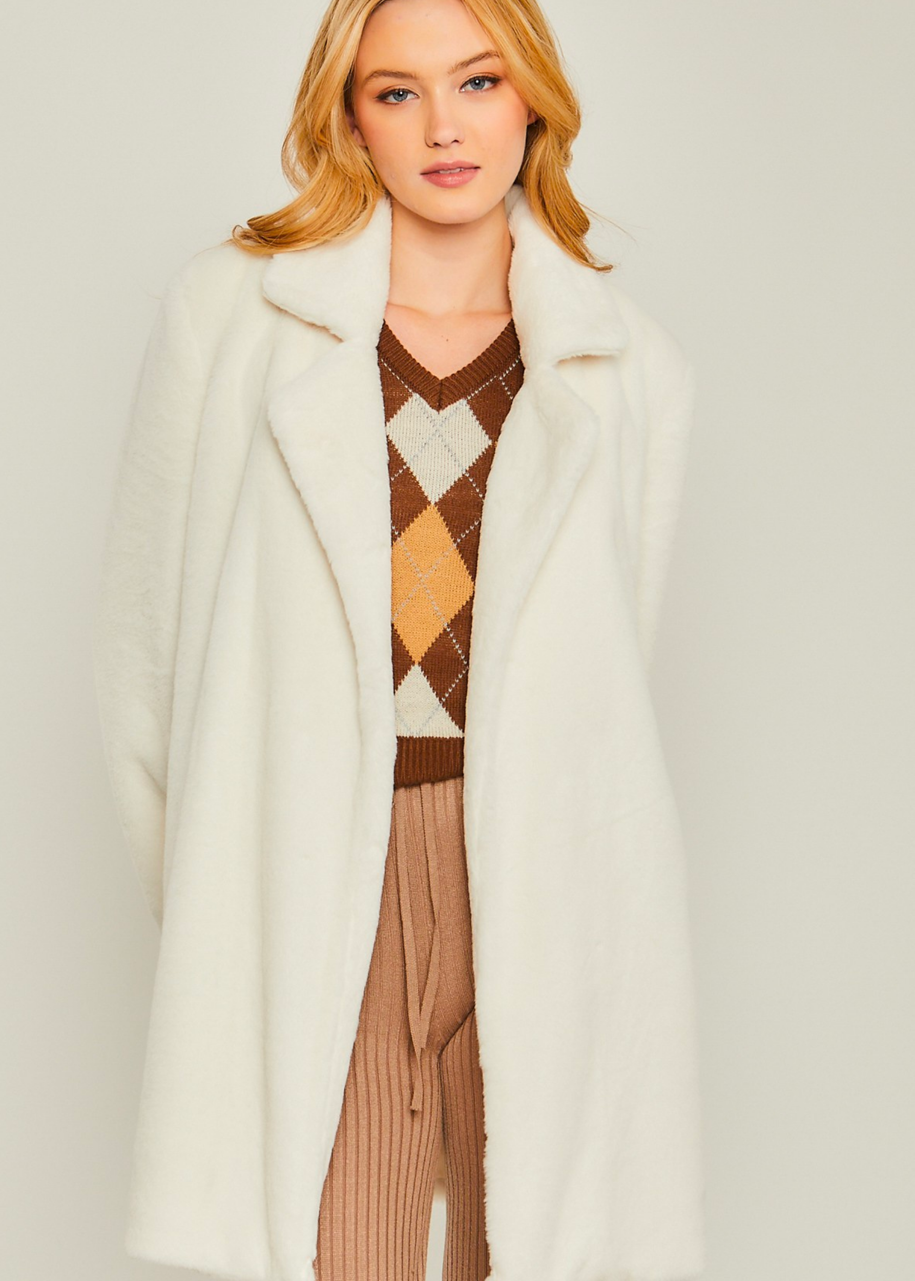 Woven Solid Teddy Collar Coat