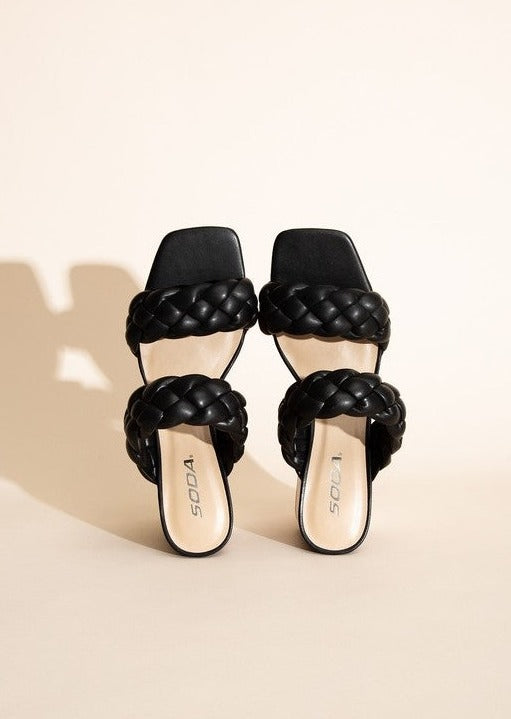 BUGGY-S Braided Stras Mule Heels