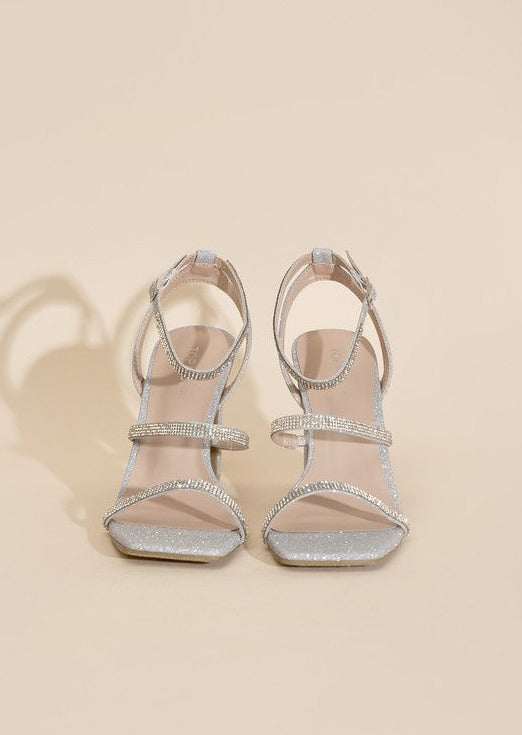 DEVIN-1 Silver Rhinestone Heels