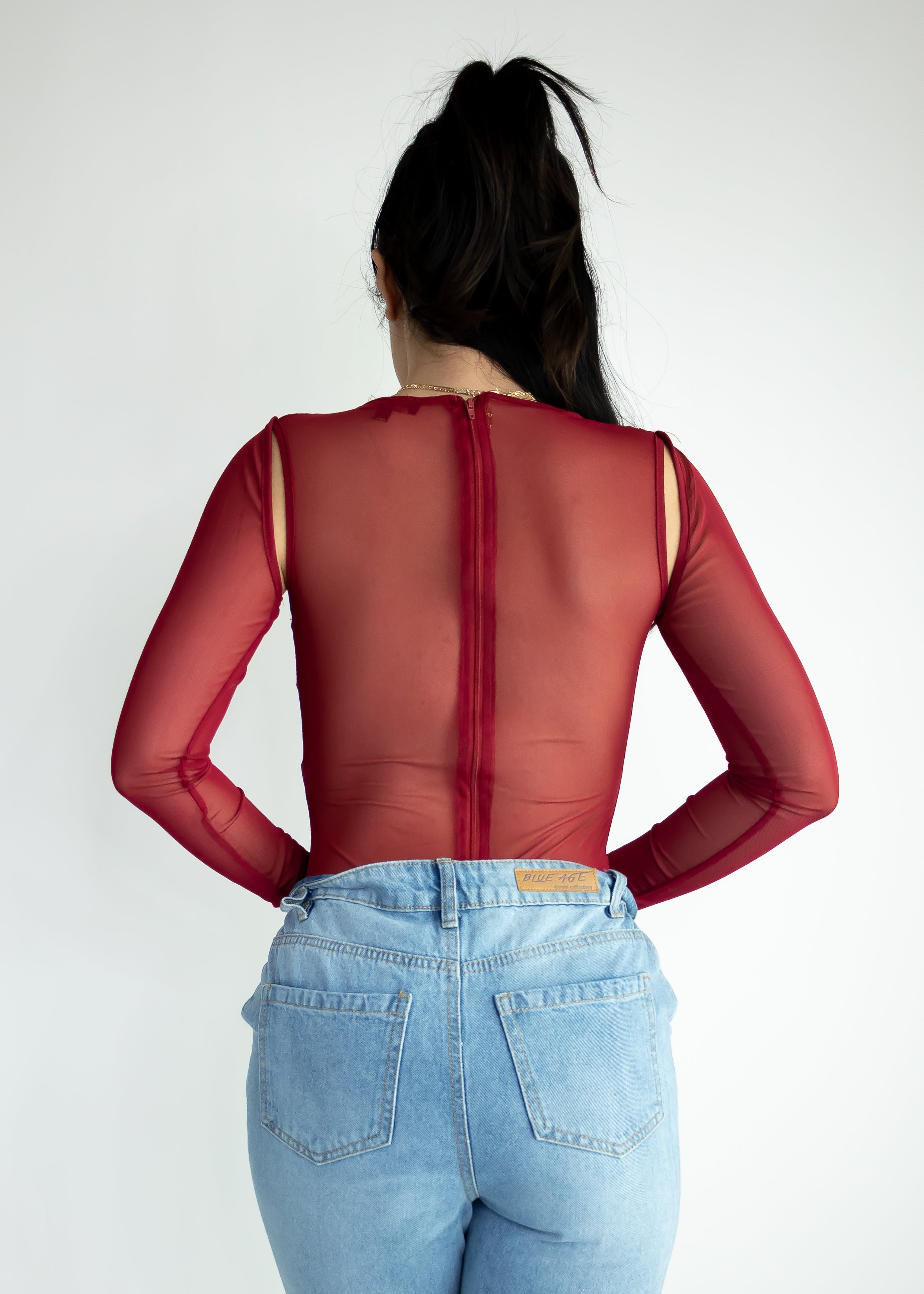 Long-sleeve bodysuit for cocktails and parties