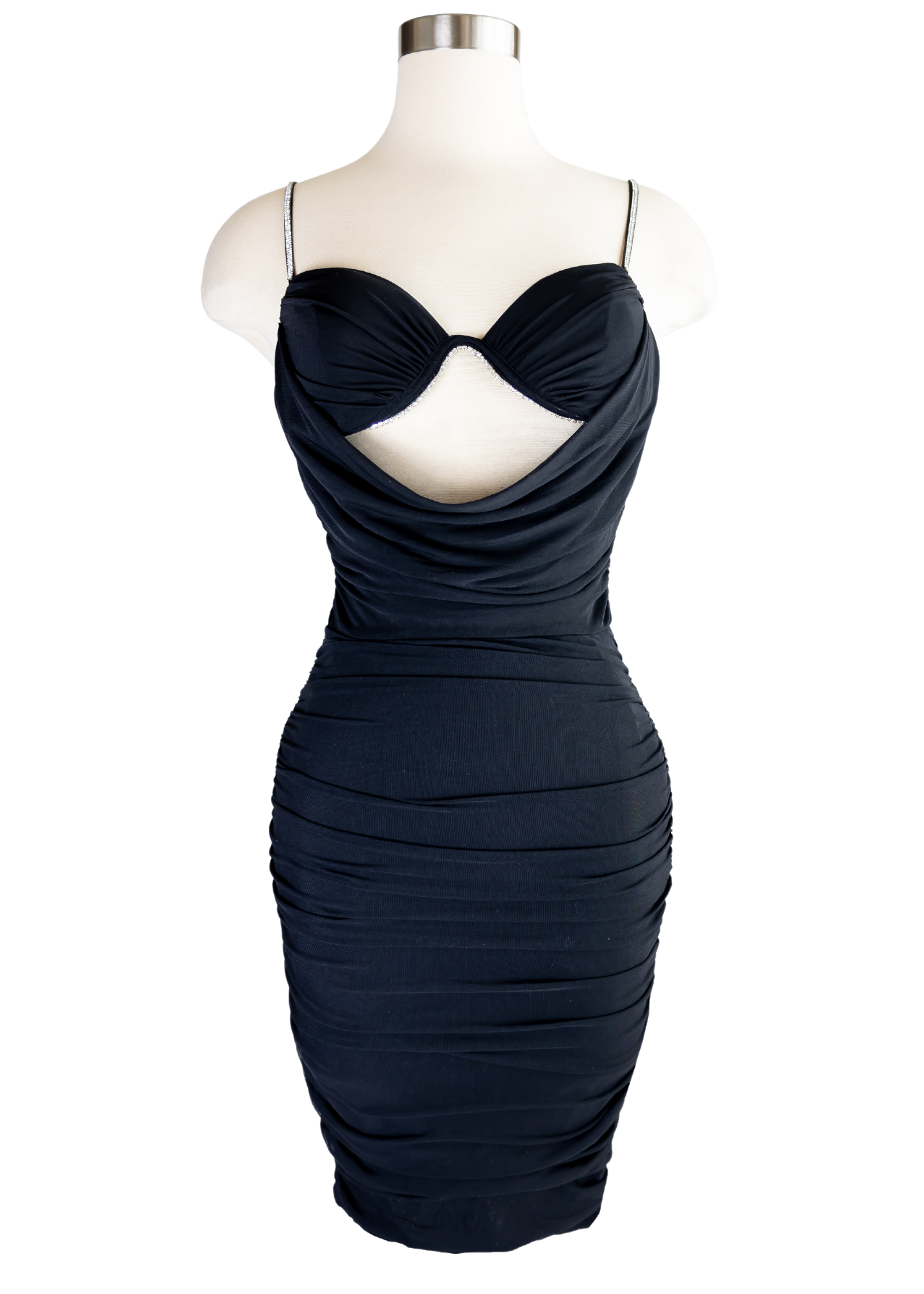 The Casey midi dress is the epitome of sophisticated glamor. It has adjustable shoulder straps, a zipper at the back, and underwire cups. Casey dress has a tight cut for a bodycon fit with draped skirt