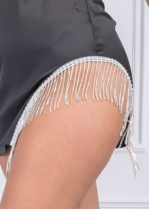 V-line rhinestone black mini dress for cocktail and party