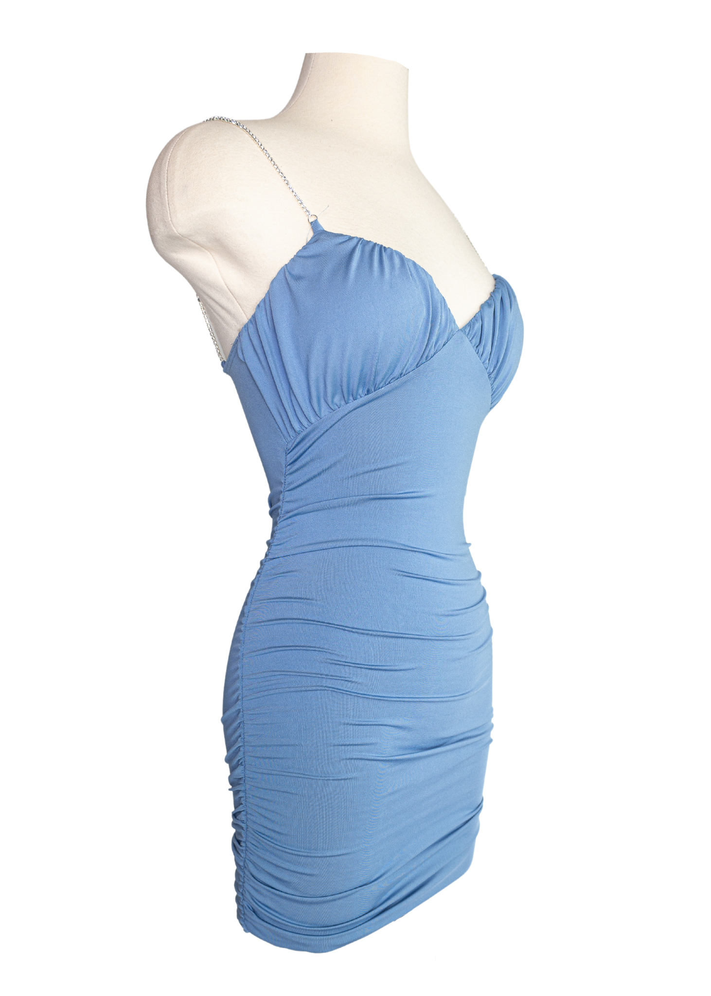 Ruched Sides With Rhinestone Mini Dress