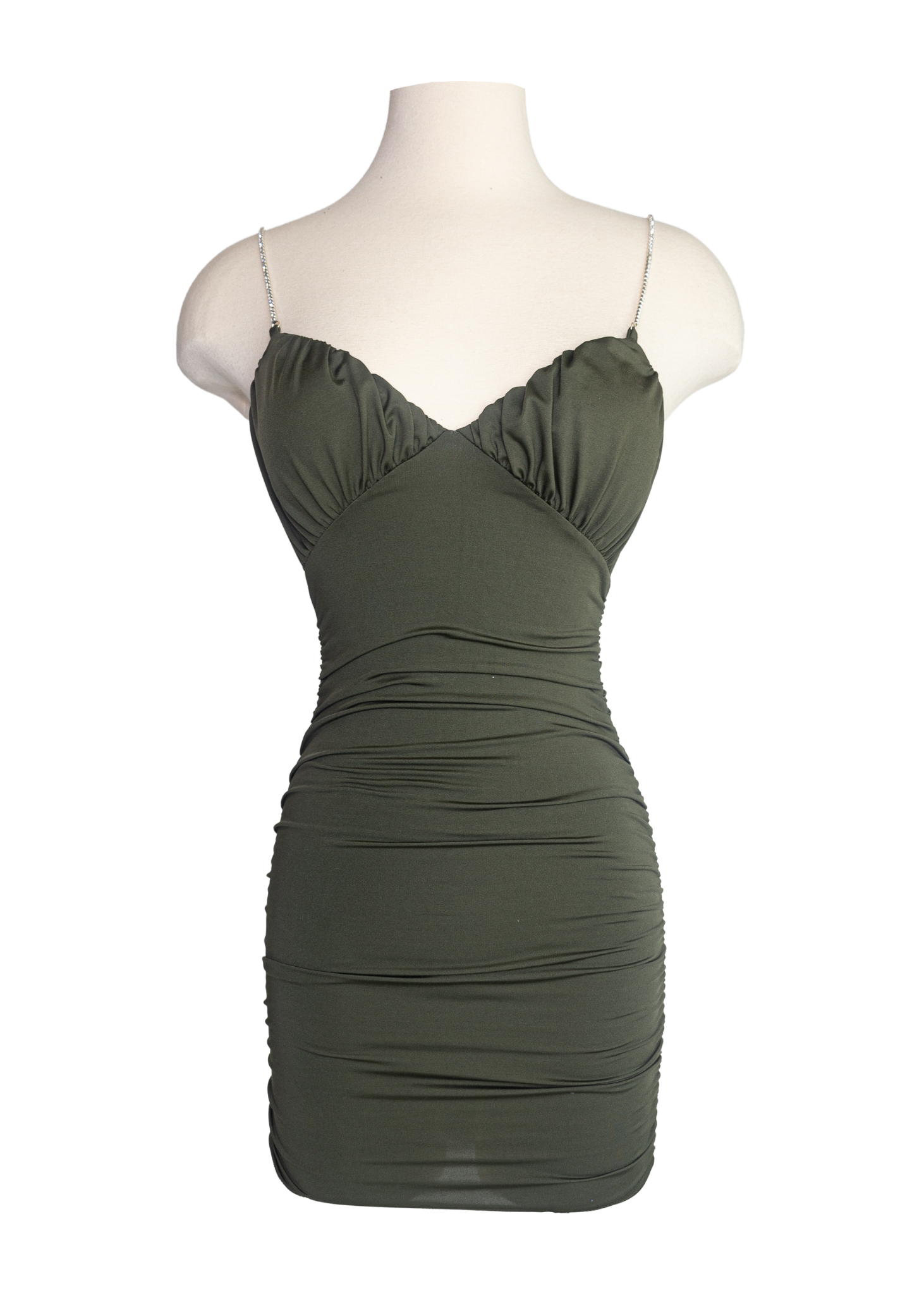 Ruched Sides With Rhinestone Mini Dress