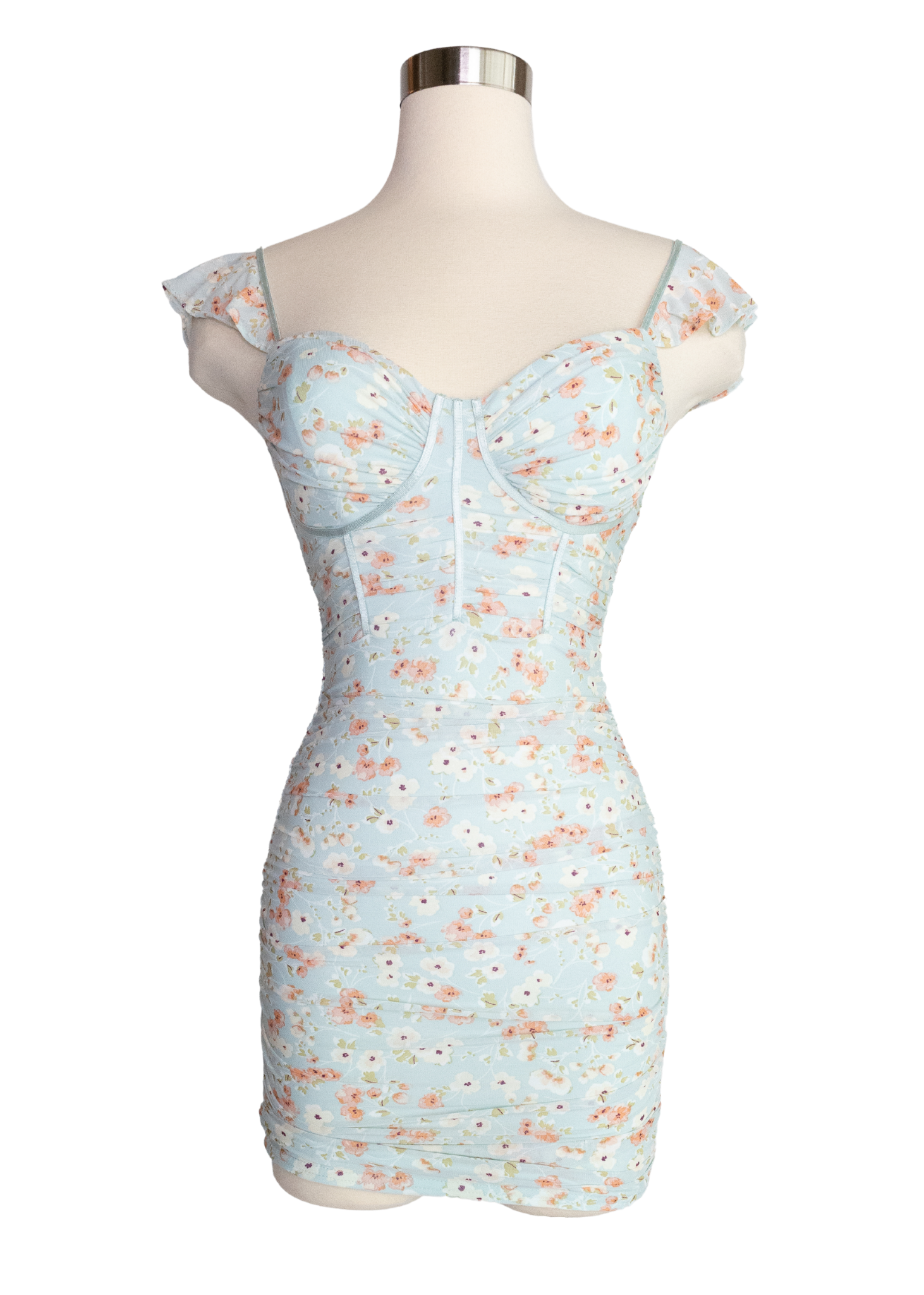 sinora - short-sleeve floral mini sheath dress Sinora - Spaghetti Strap Floral Print Mini A-Line Dress