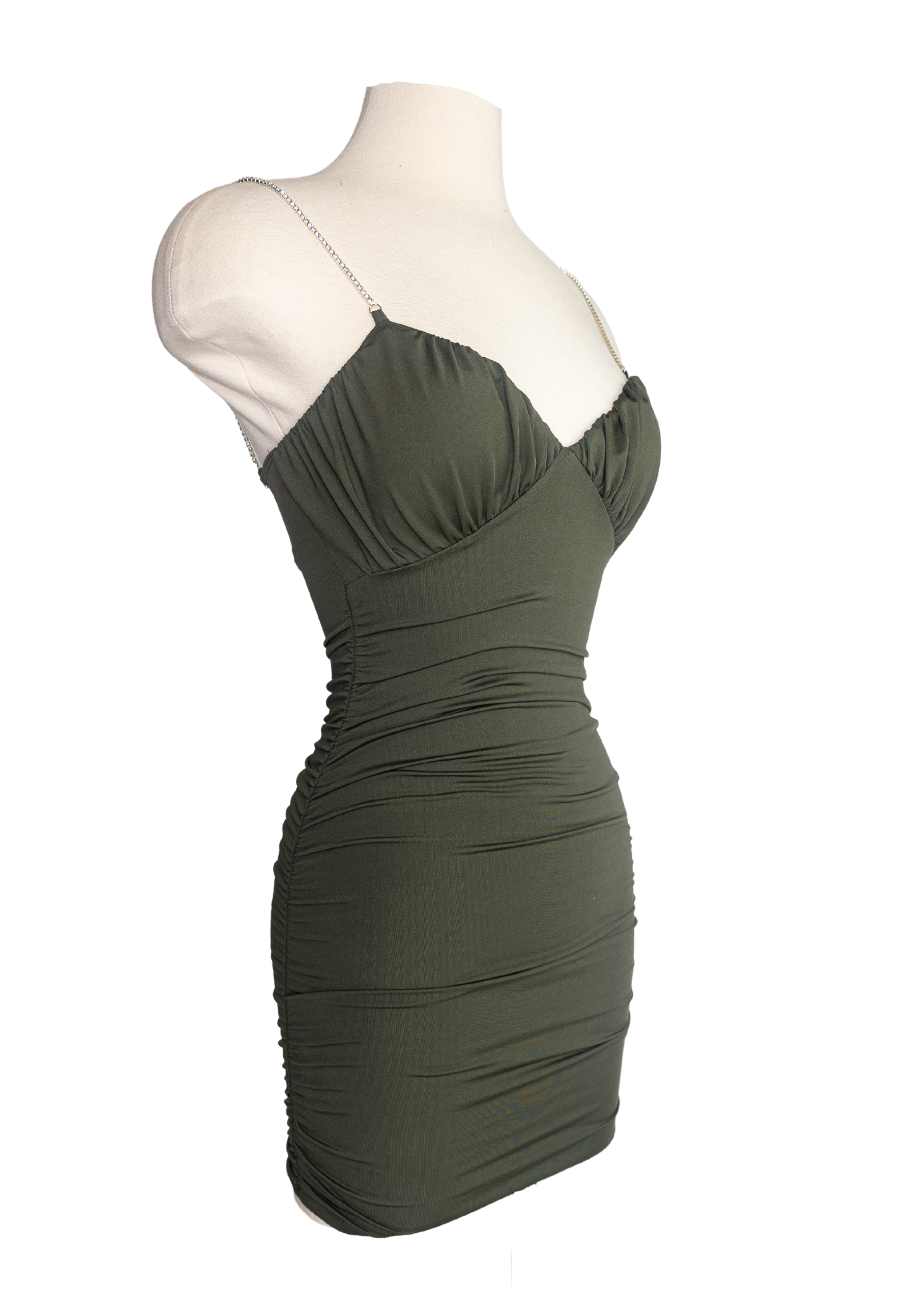 Ruched Sides With Rhinestone Mini Dress