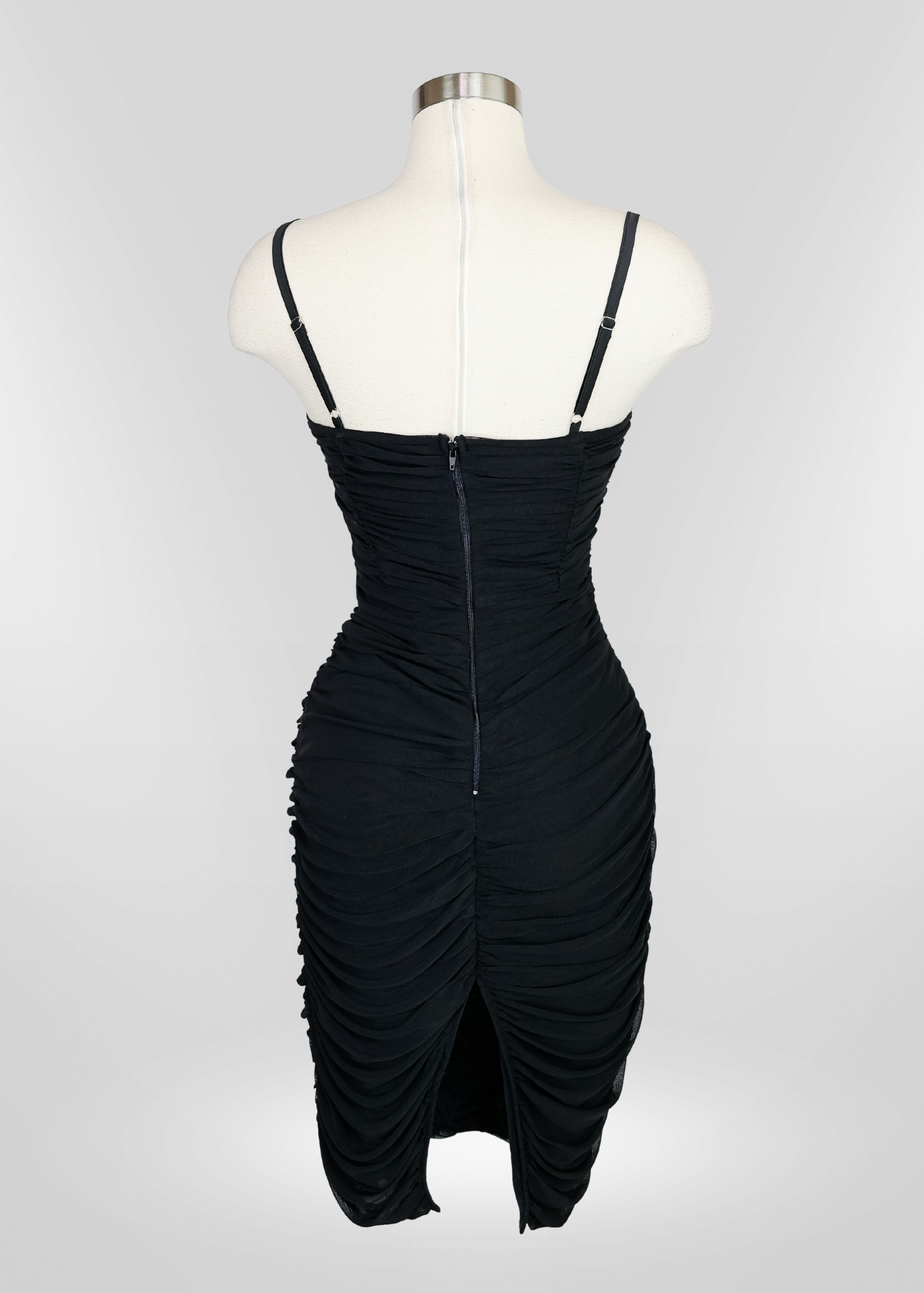 MIDI SHIRRING MESH DRESS