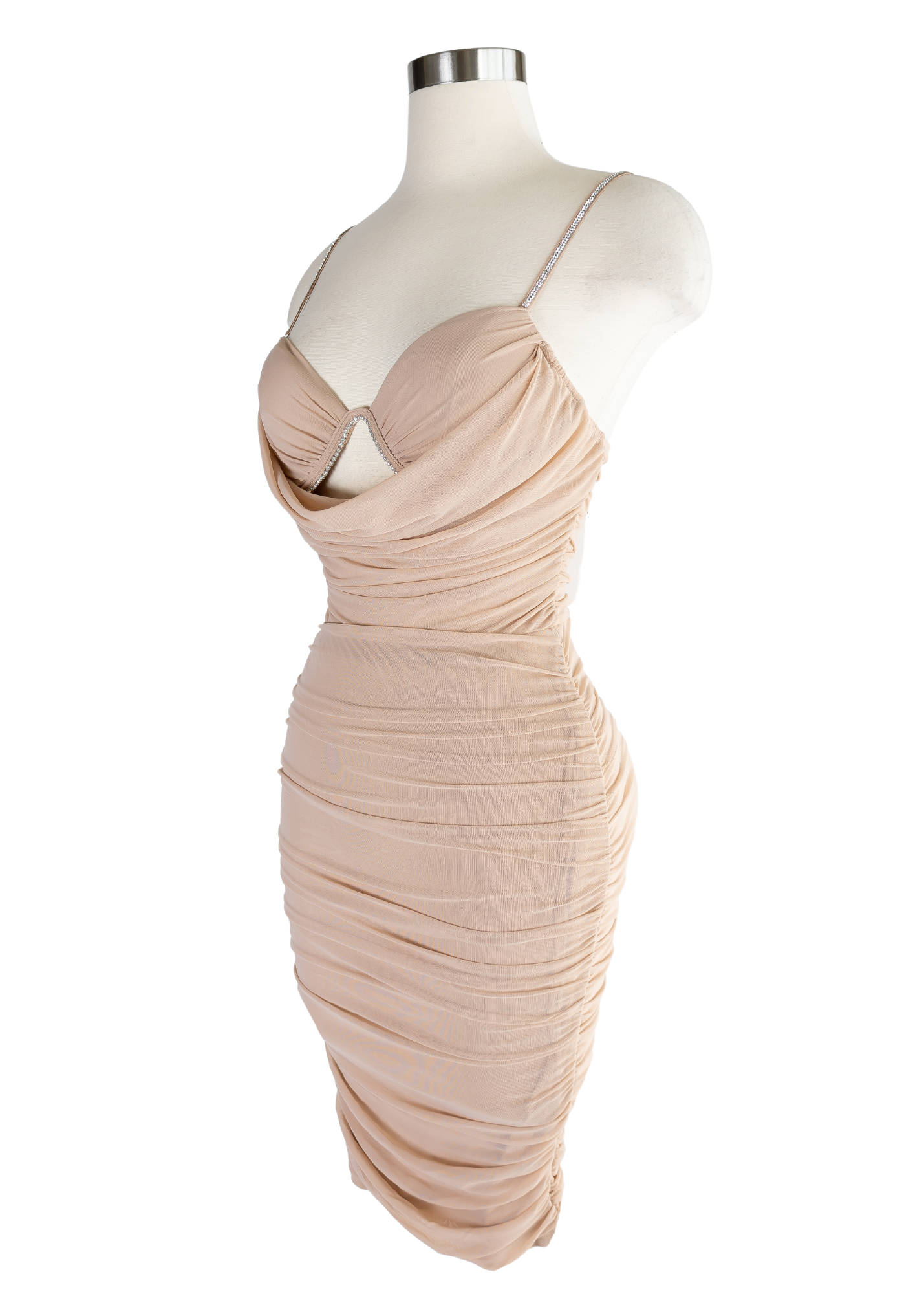 The Casey midi dress is the epitome of sophisticated glamor. It has adjustable shoulder straps, a zipper at the back, and underwire cups. Casey dress has a tight cut for a bodycon fit with draped skirt