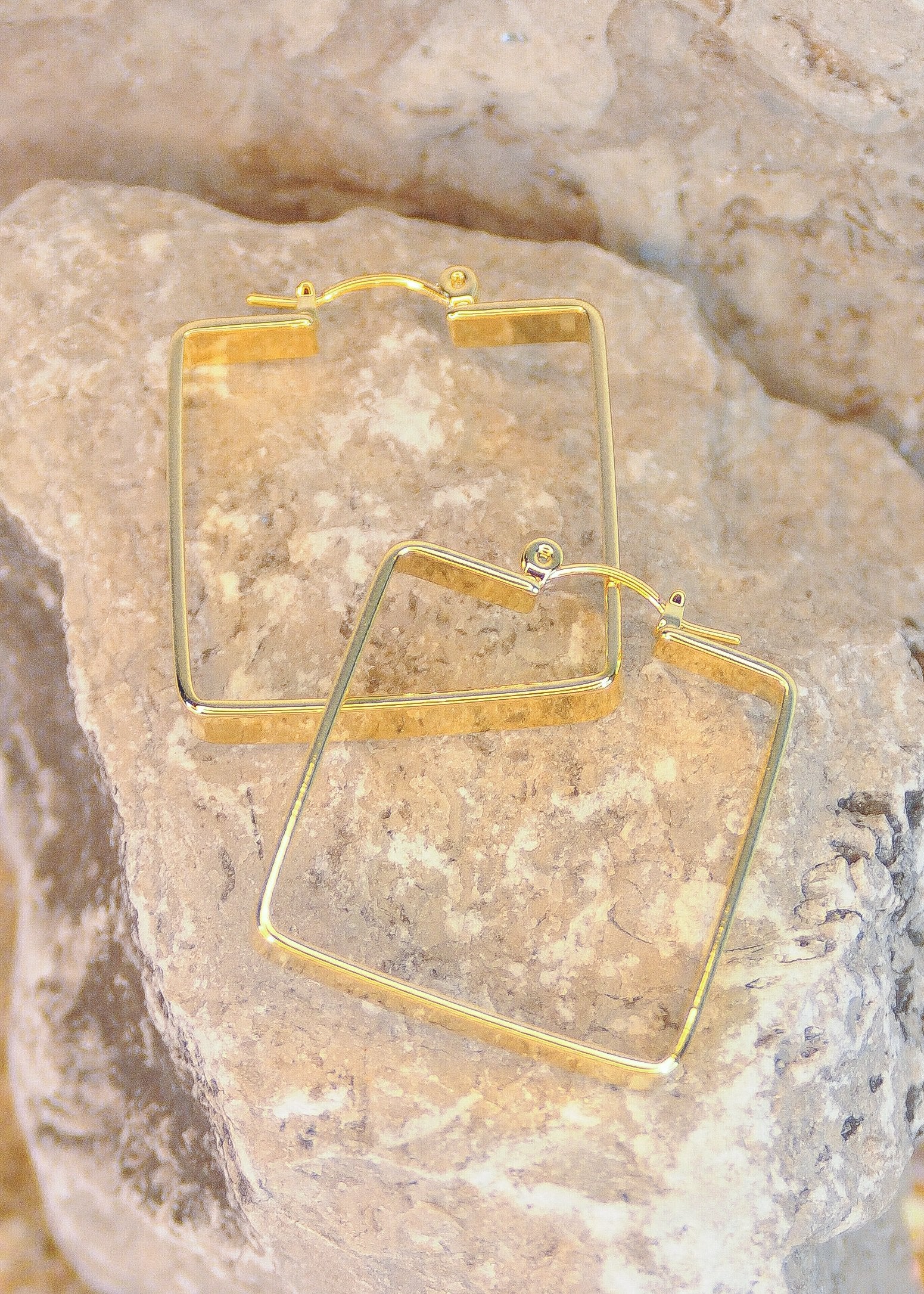 Gold Square Hoop Earrings