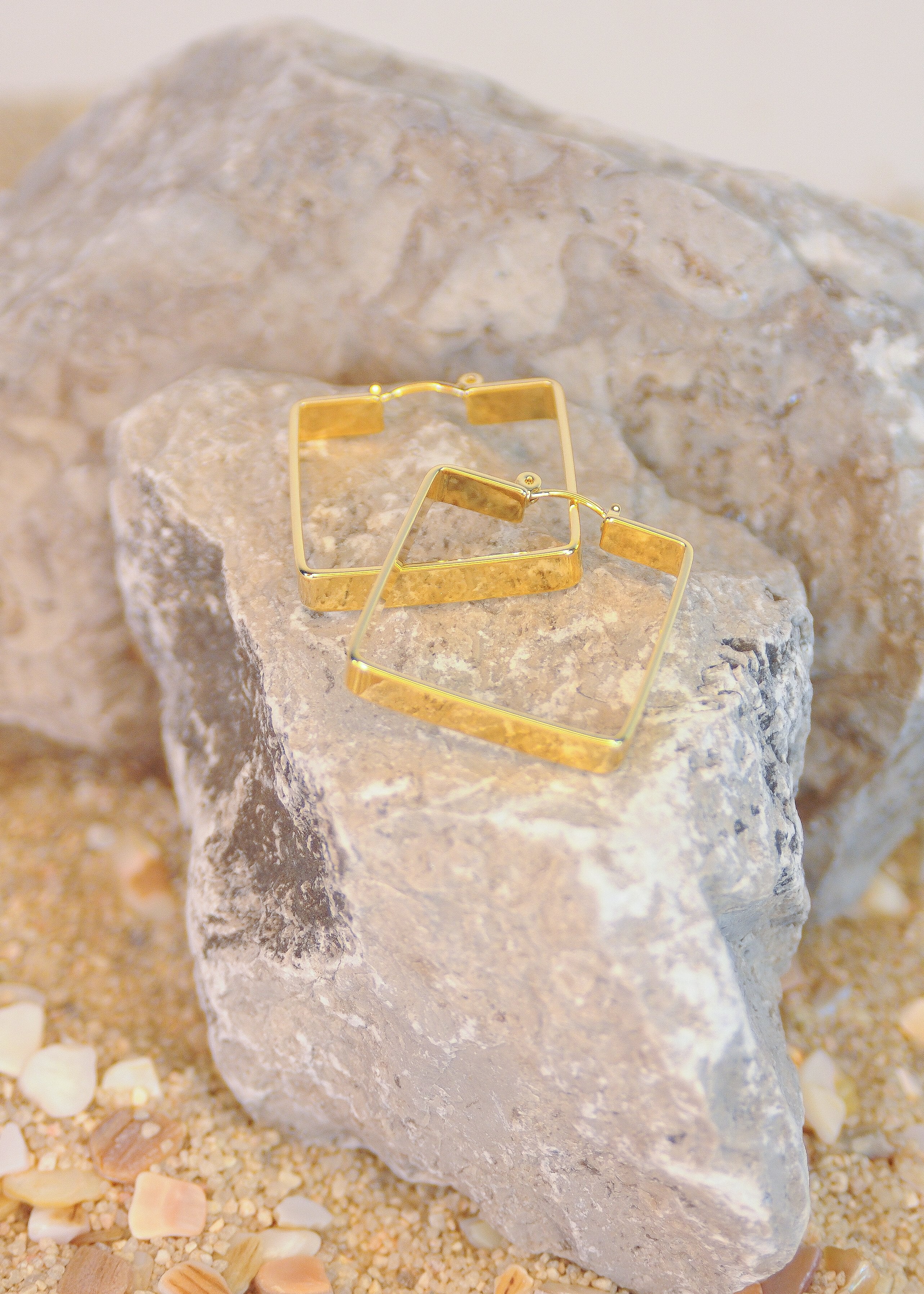 Gold Square Hoop Earrings