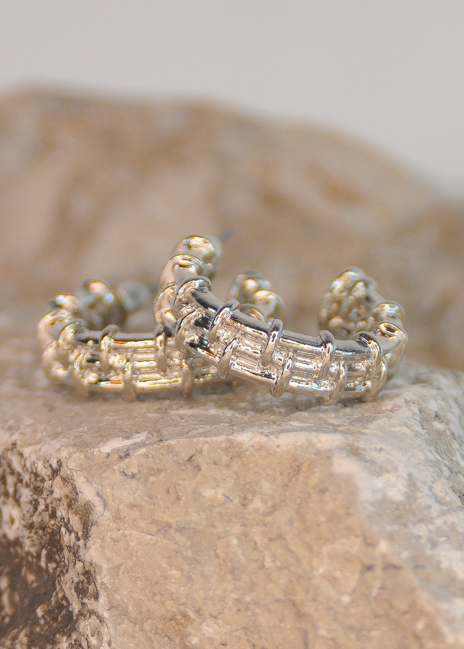 Interlocking Triple Layer Hoop Earrings