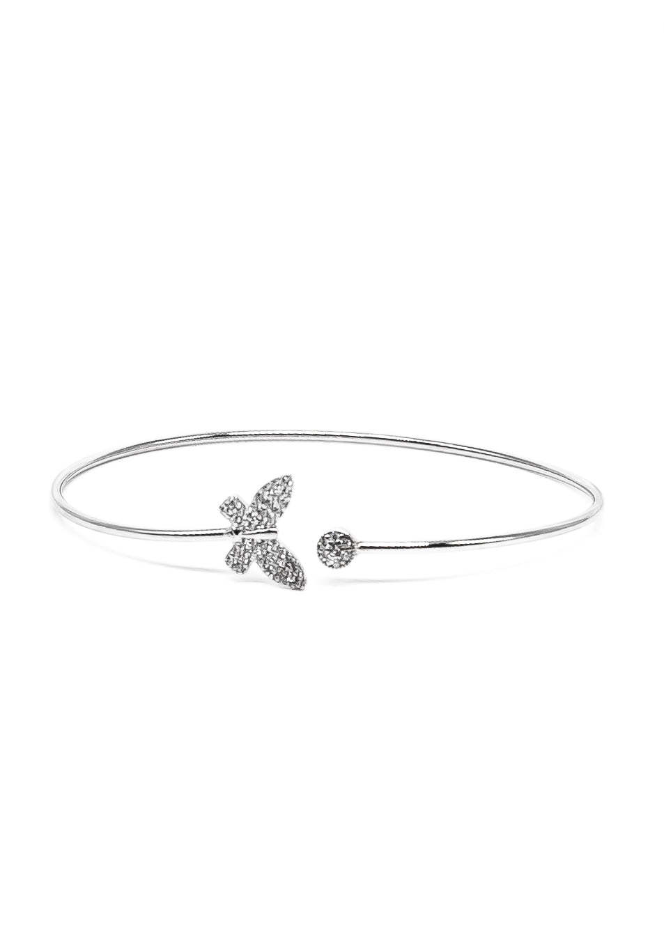 Stainless Steel Preciosa Crystal Butterfly Cuff Bangle Bracelet
