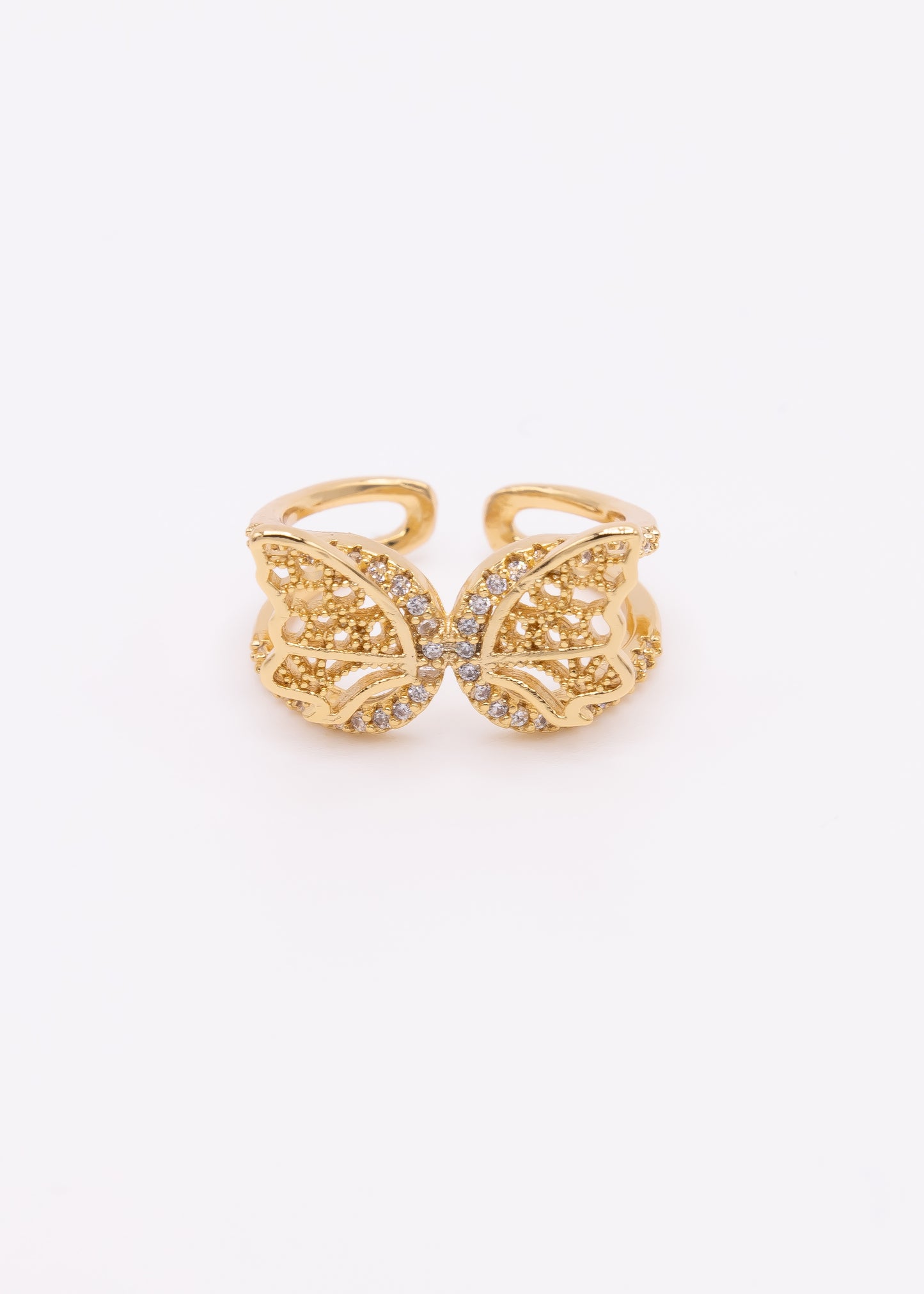 Stainless Steel Crystal Butterfly Rings
