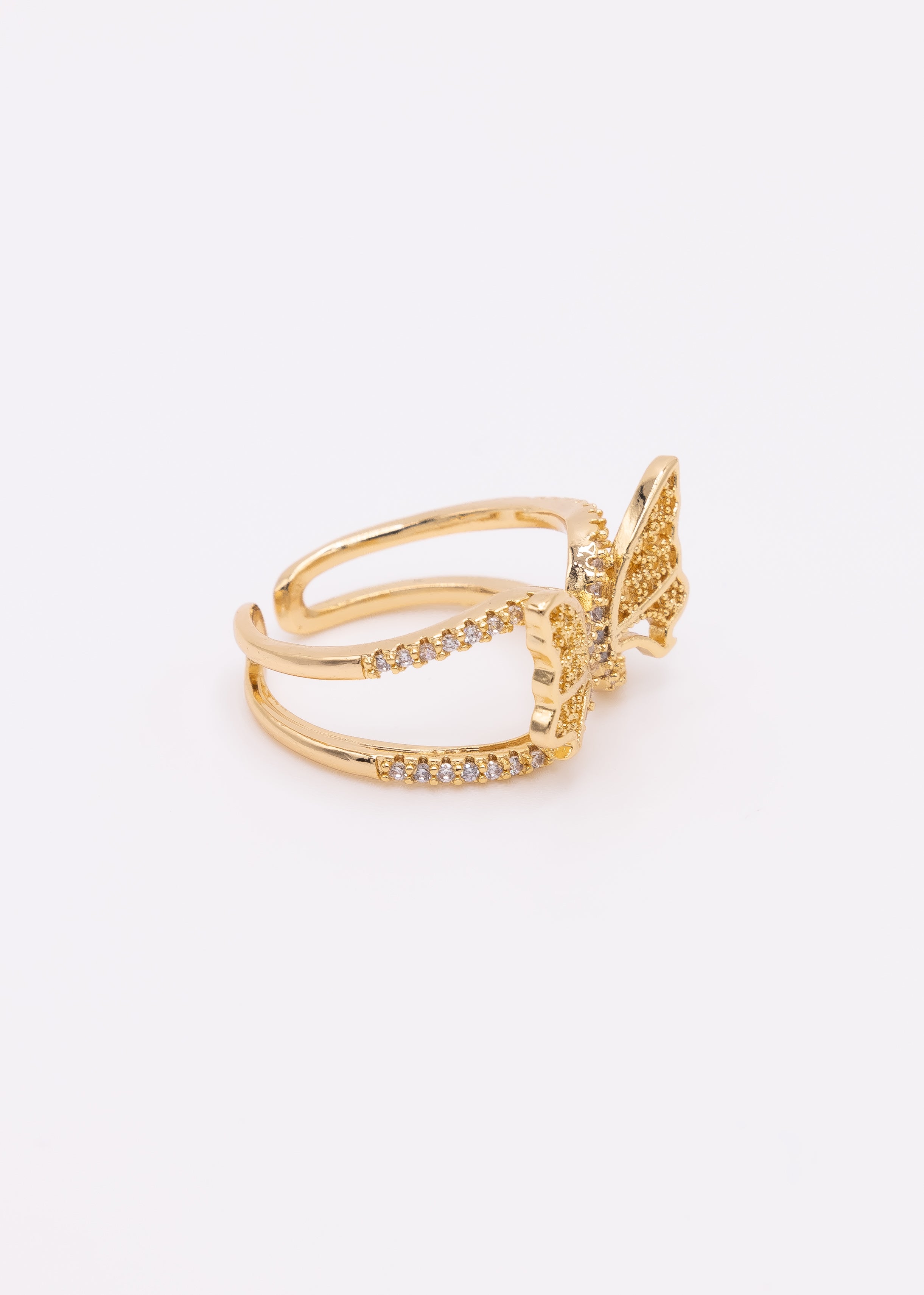 Stainless Steel Crystal Butterfly Rings