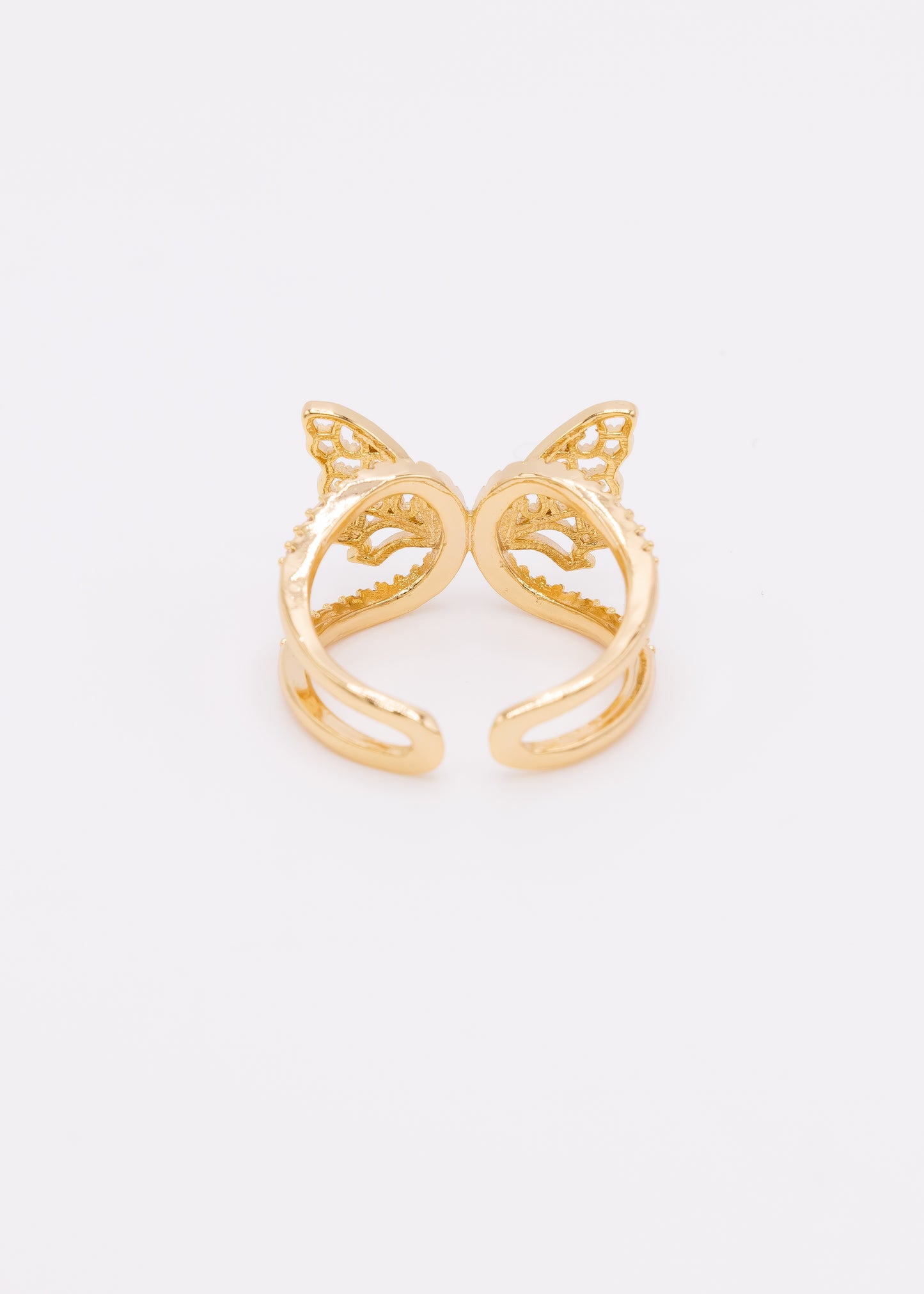Stainless Steel Crystal Butterfly Rings