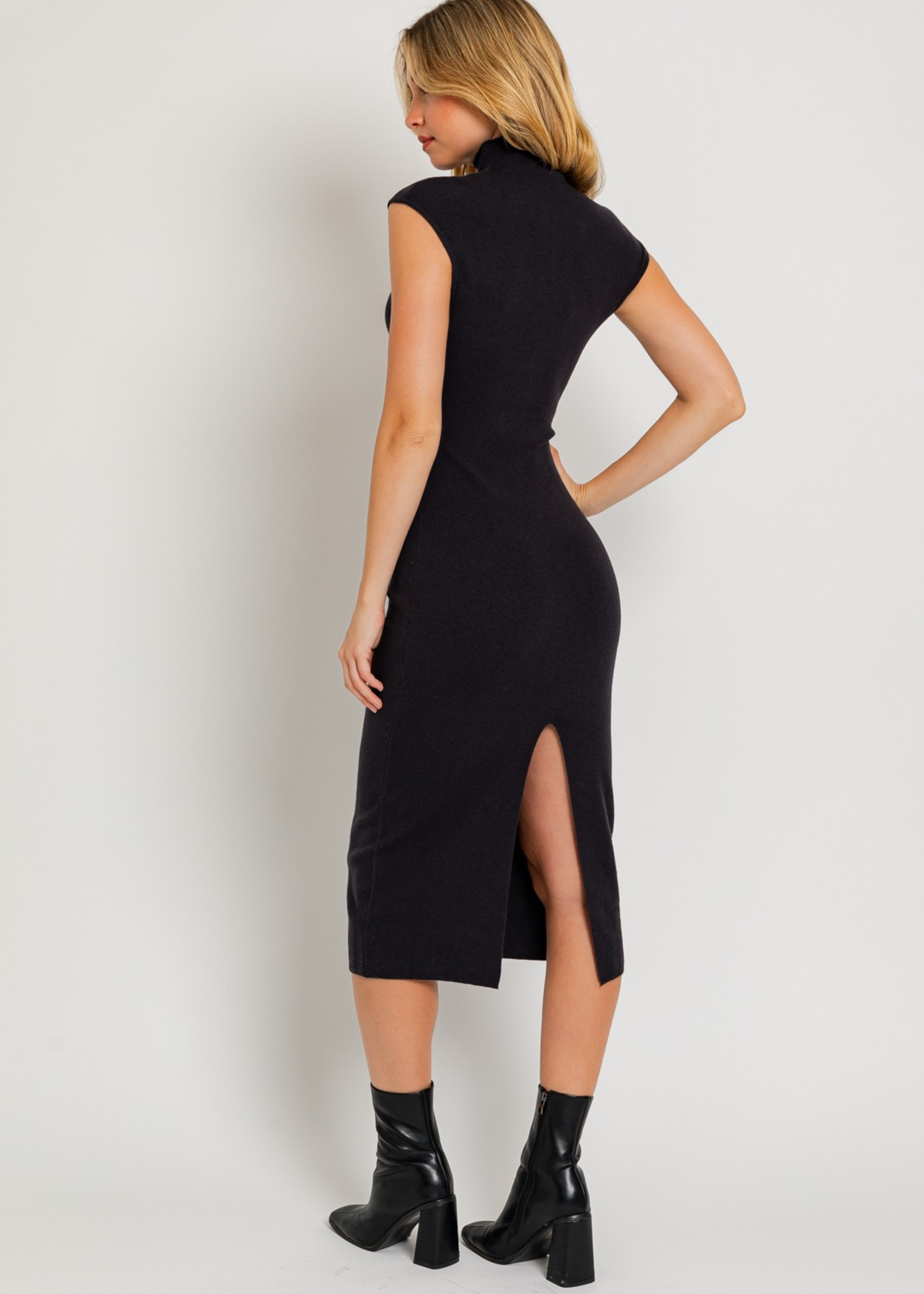 Mock Neck Sweater Midi Dress