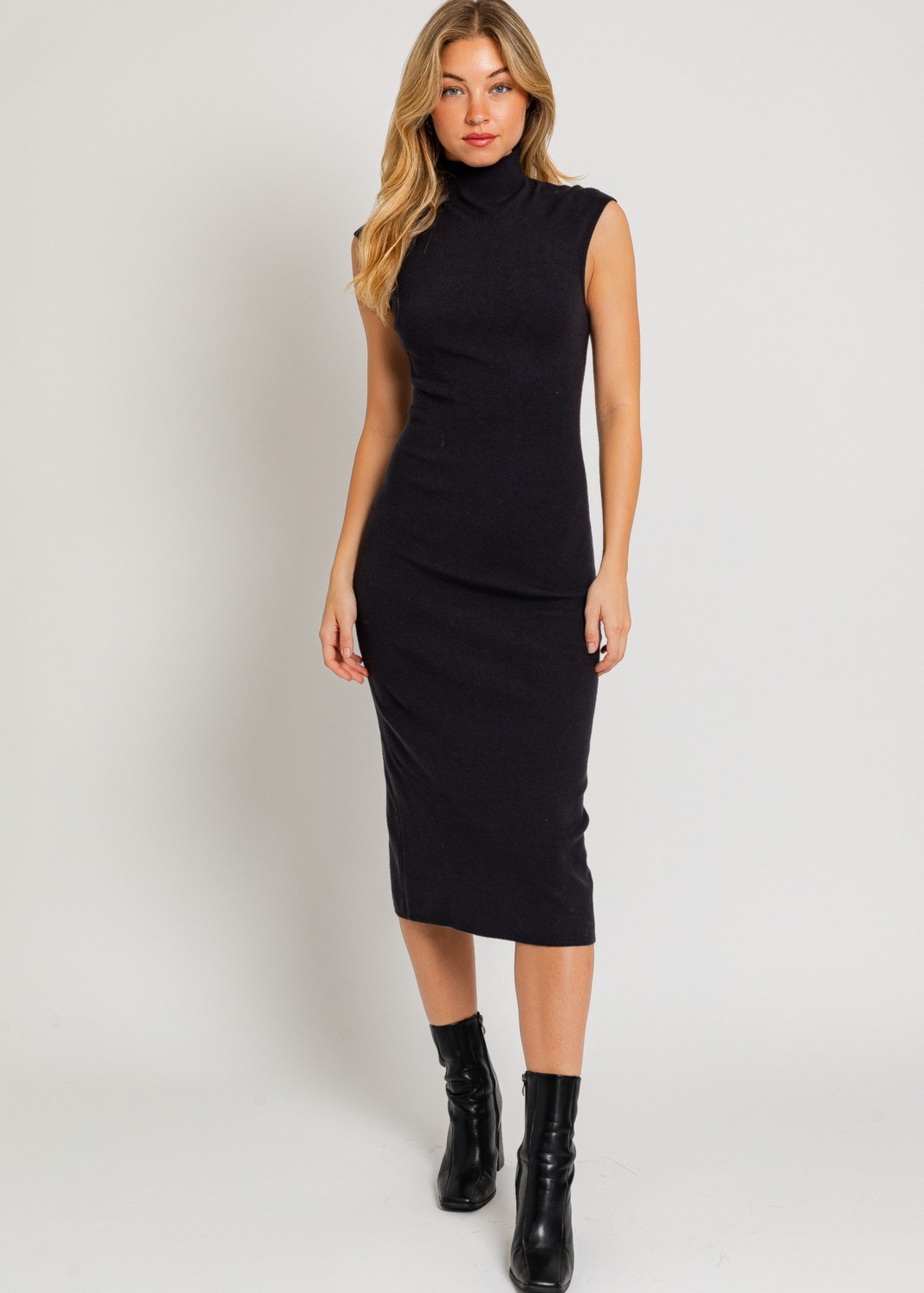 Mock Neck Sweater Midi Dress