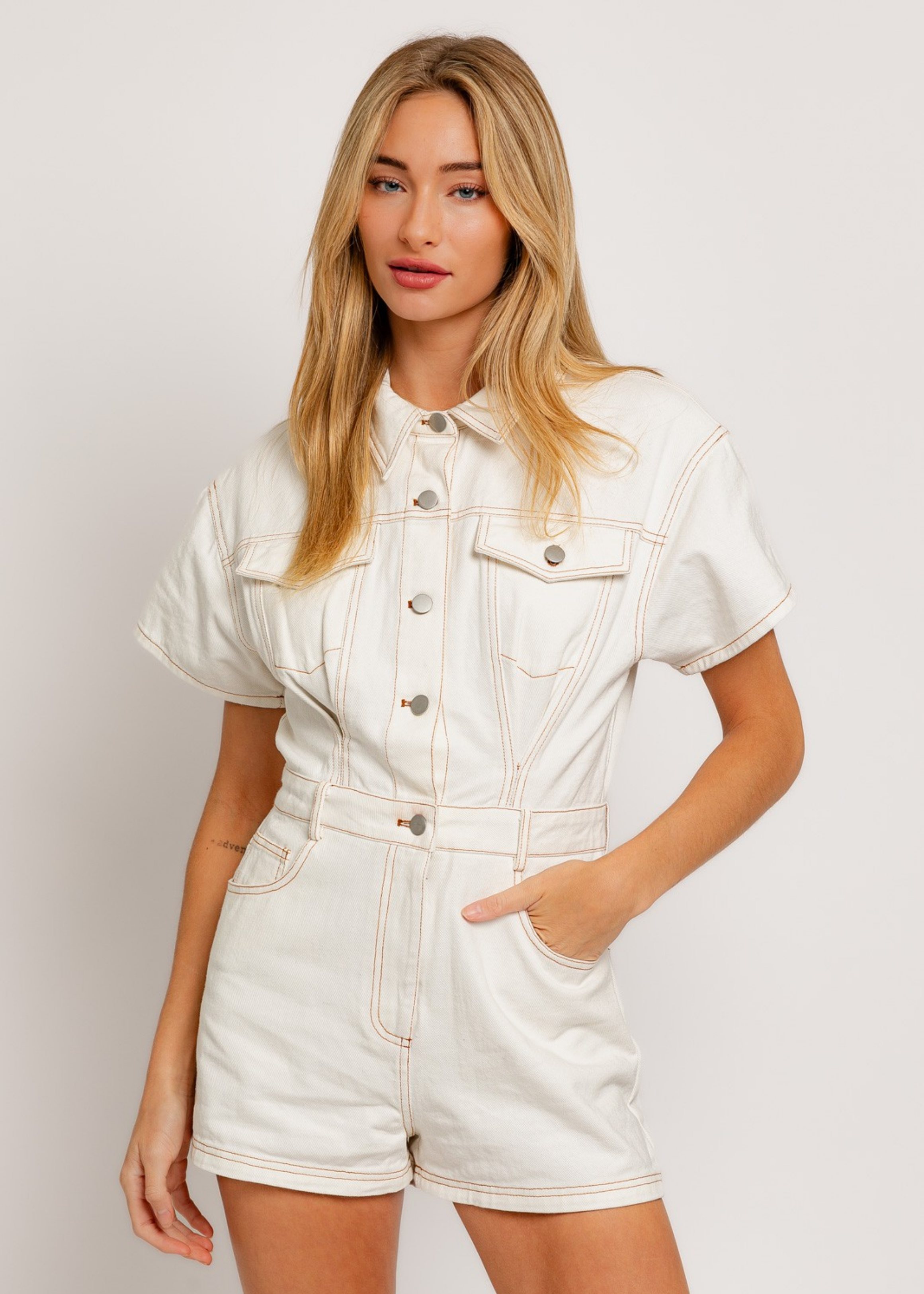 Short Sleeve Denim Romper