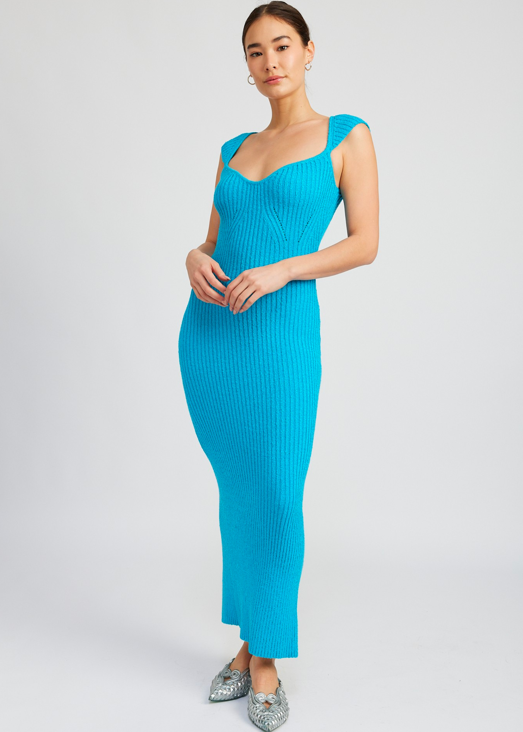Sweetheart Bodycon Dress With Slit